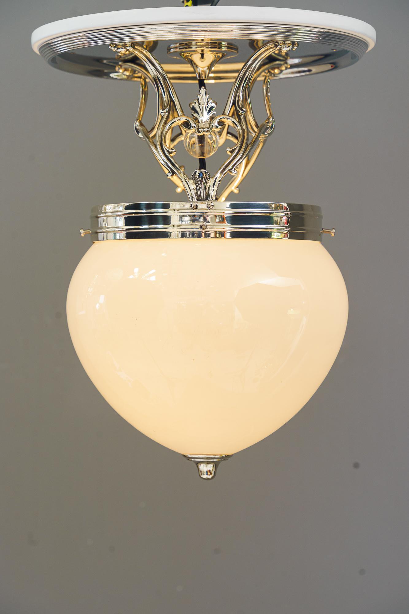 Art Deco alpaca  ceileing lamp vienna around 1920s For Sale 4