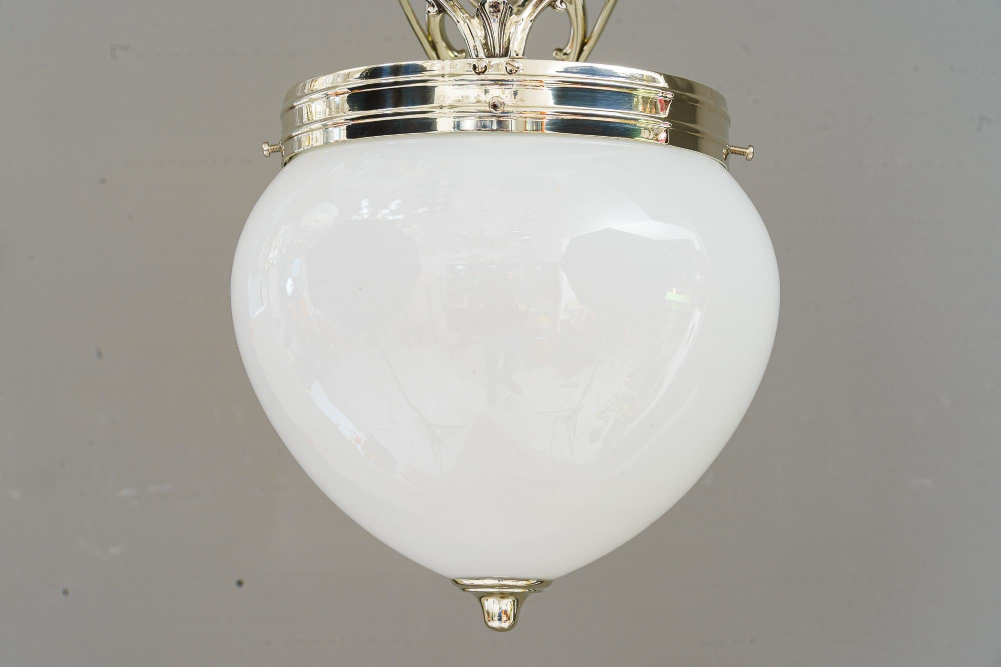 Art Deco alpaca  ceileing lamp vienna around 1920s In Good Condition For Sale In Wien, AT