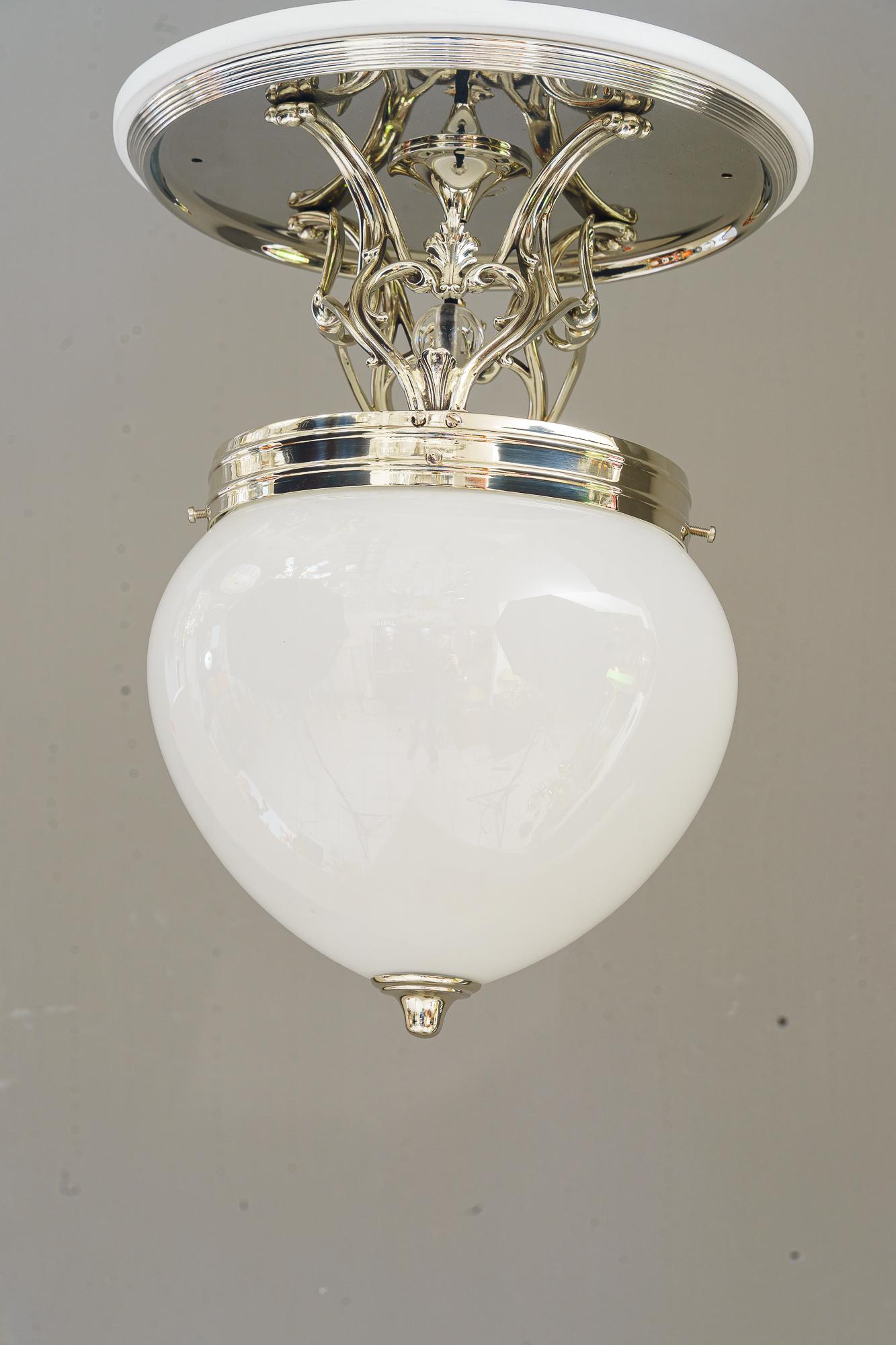 Early 20th Century Art Deco alpaca  ceileing lamp vienna around 1920s For Sale
