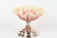 Art Deco Alpaca Centerpiece with opaline glass vienna around 1920s