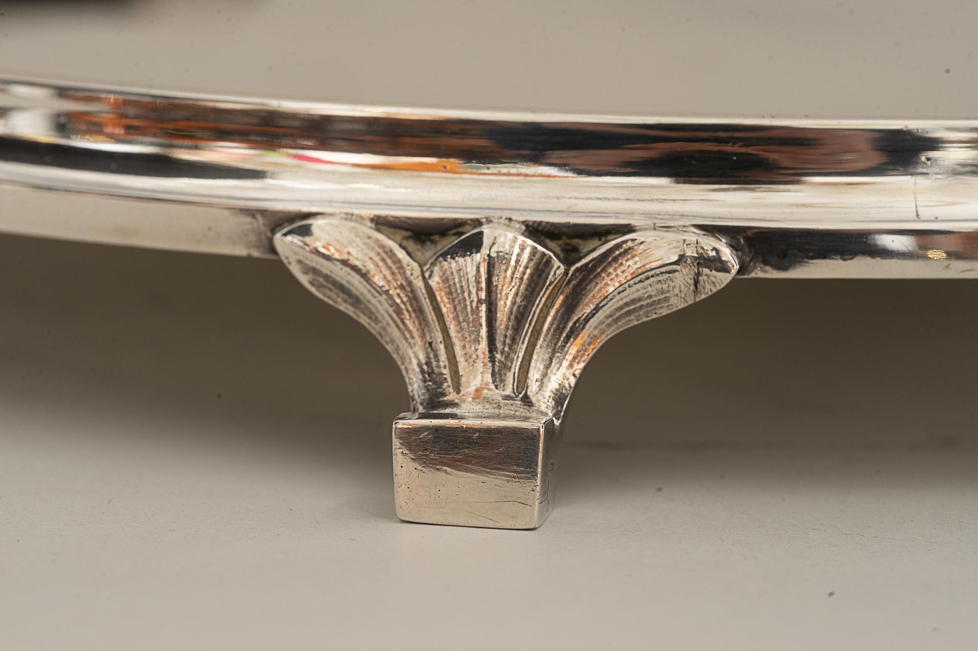 Austrian Art Deco Alpaca Silvering Serving Plate by Berndorf Vienna Around 1920s For Sale