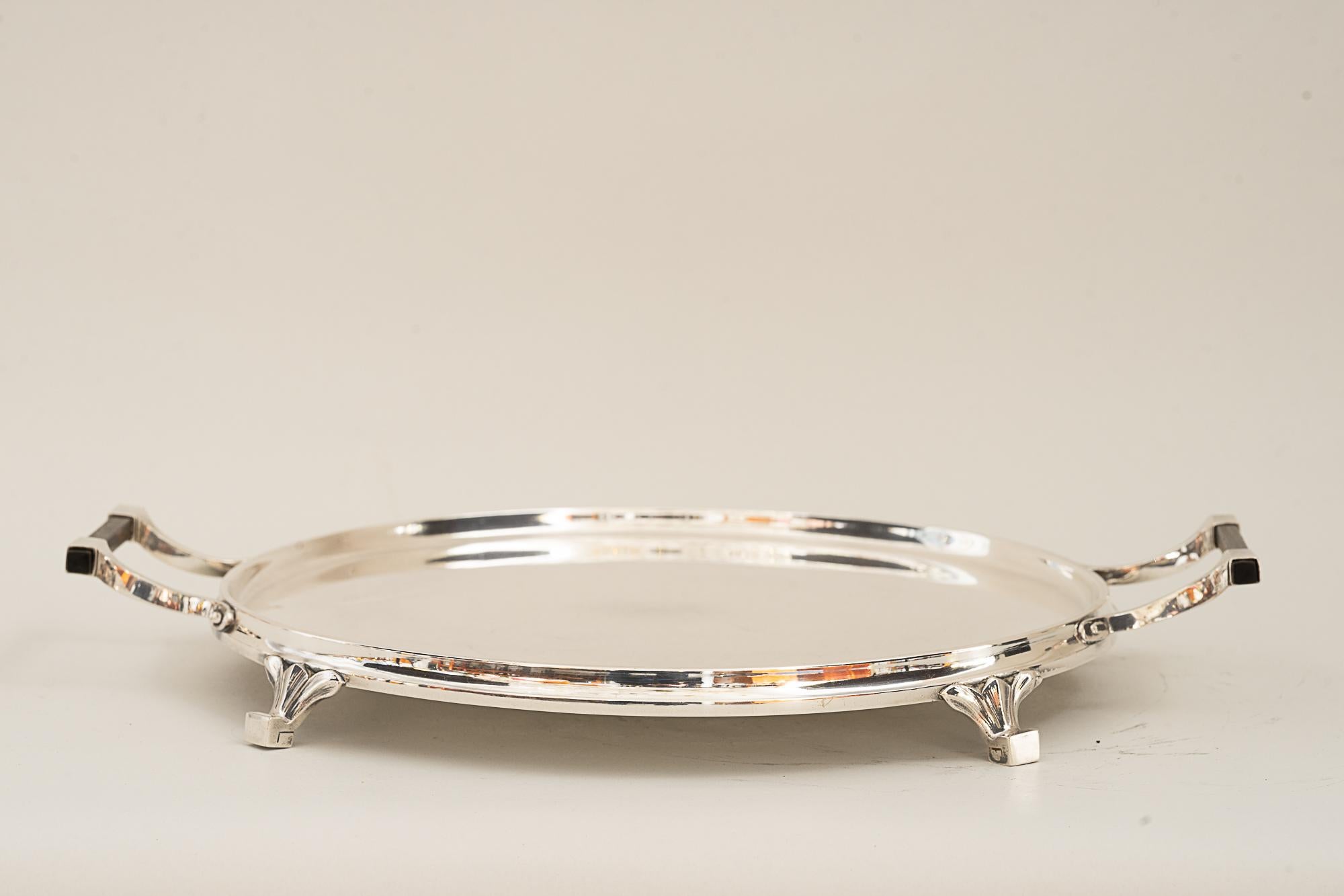 Art Deco Alpaca Silvering Serving Plate by Berndorf Vienna Around 1920s For Sale 2