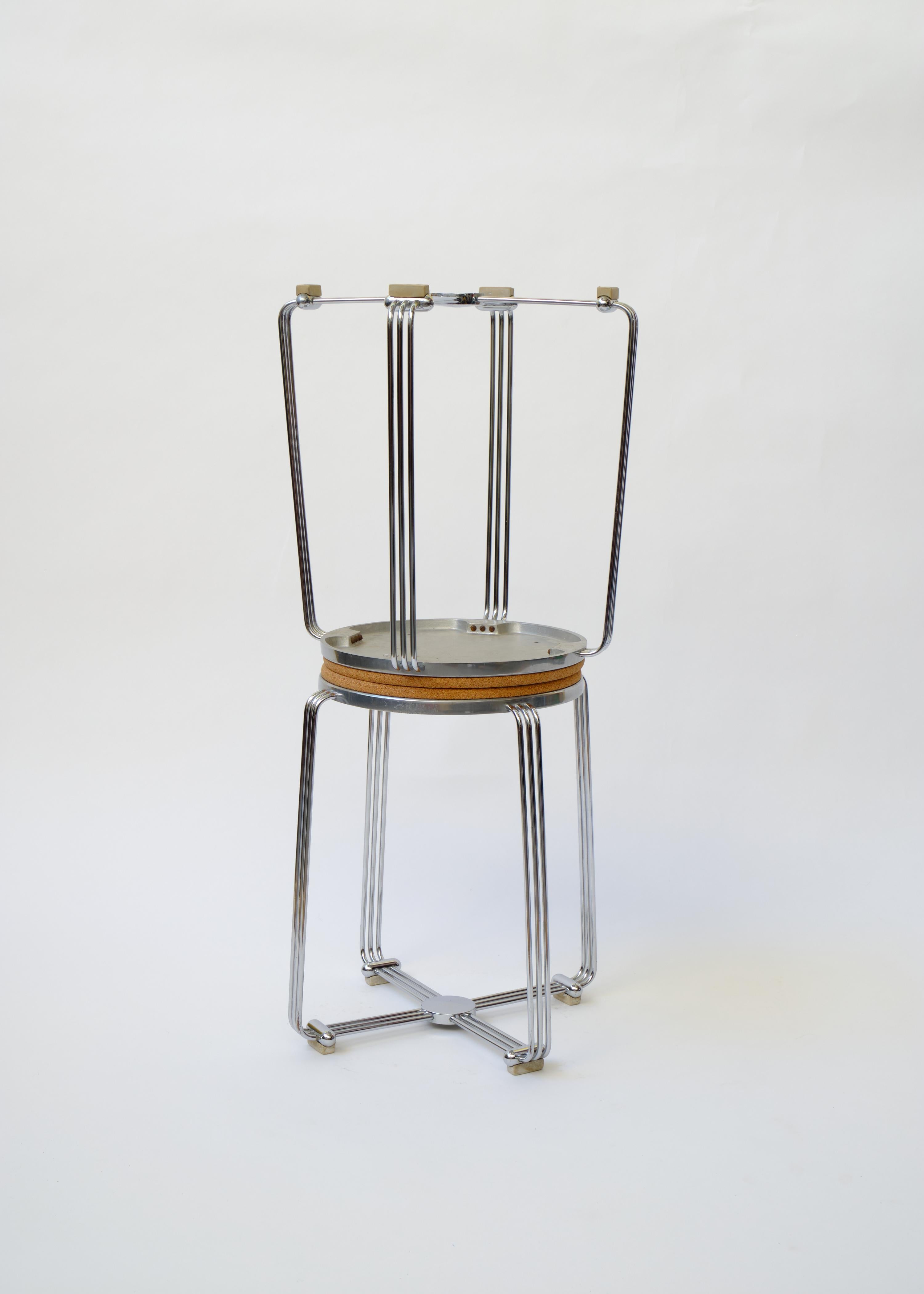 English Art Deco Alpax Chrome and Cork Stool or Side Table For Sale