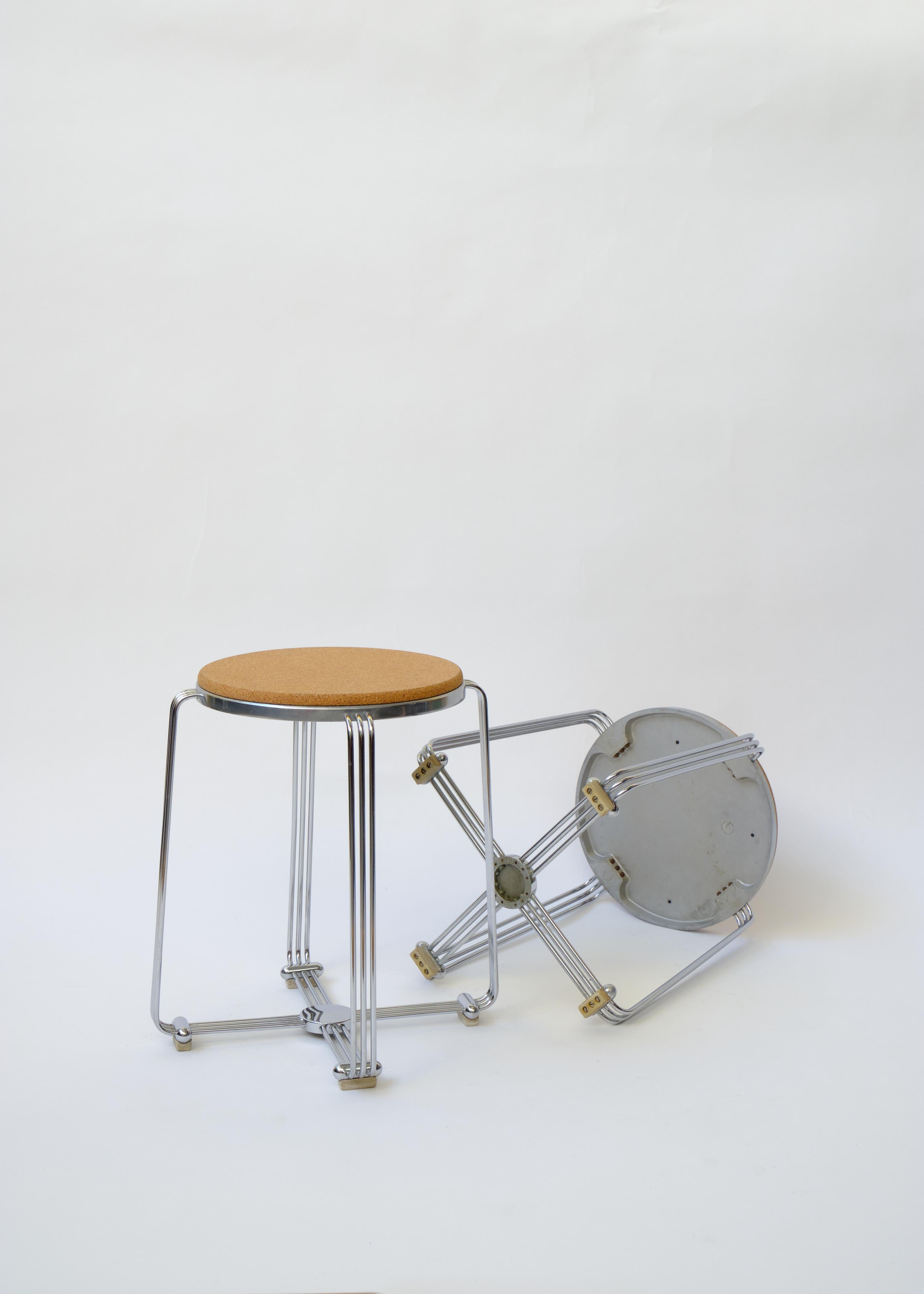 20th Century Art Deco Alpax Chrome and Cork Stool or Side Table For Sale