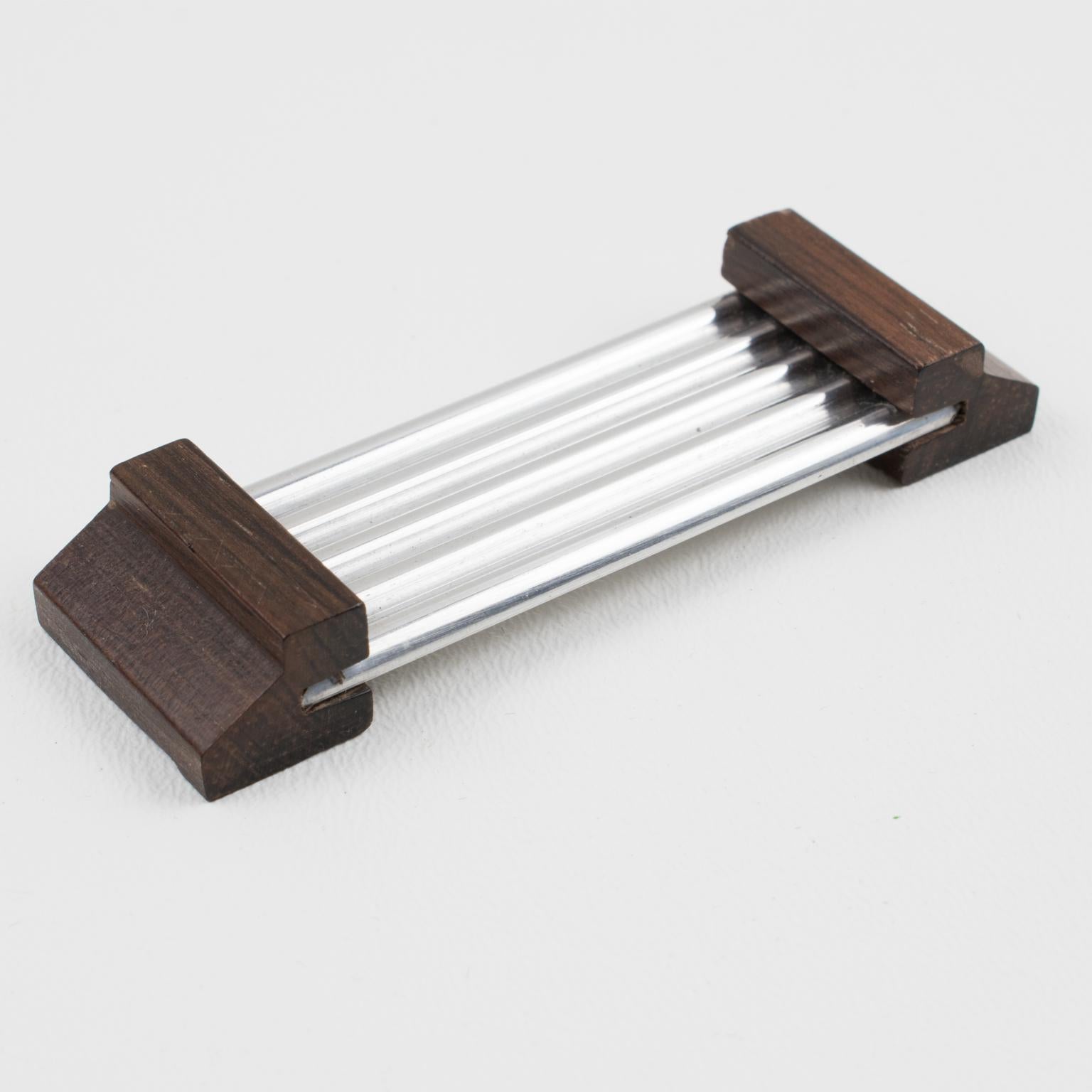 Porte-baguettes Art Déco en aluminium et Wood Macassar, 12 pièces en boîte en vente 7