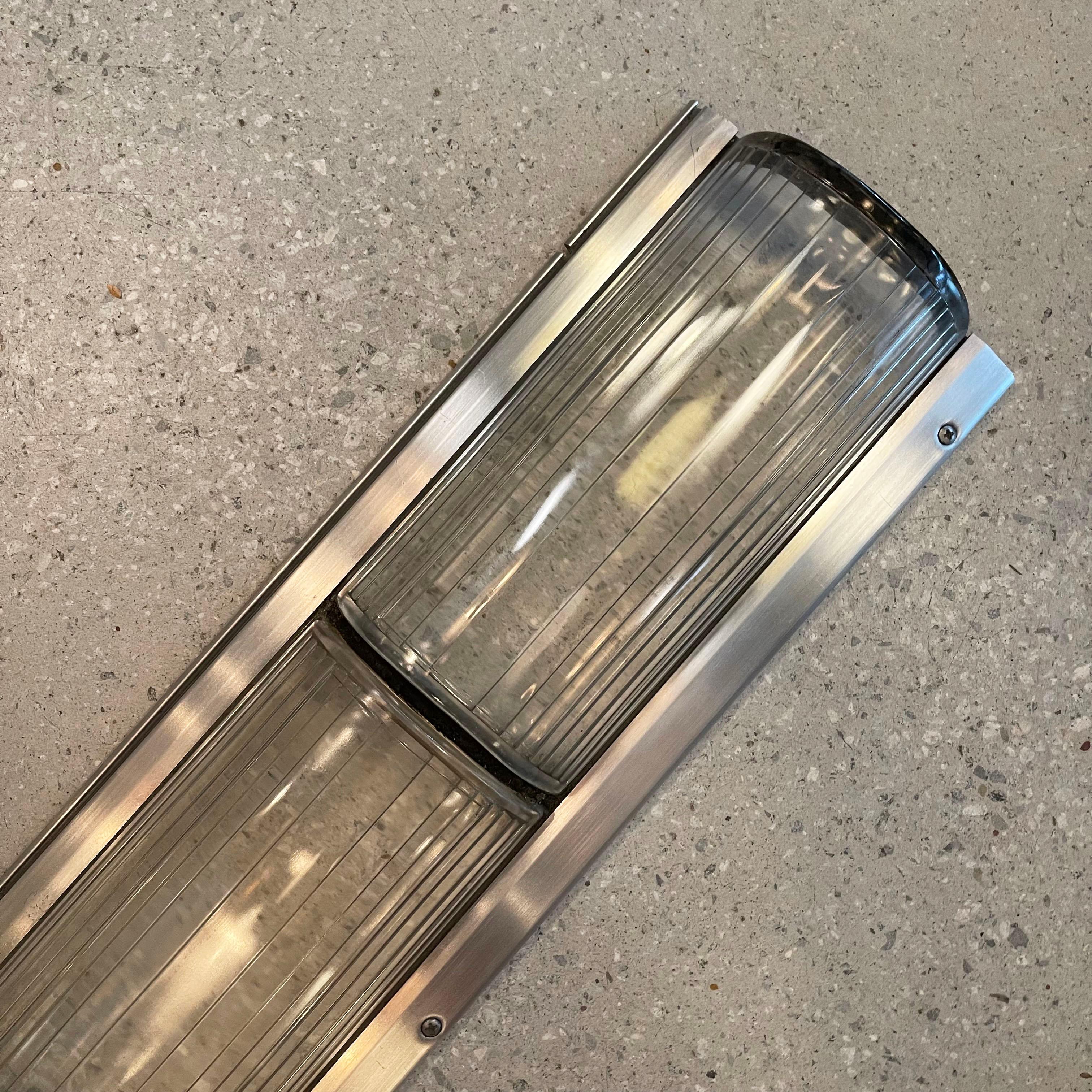 Art Deco Aluminum And Pyrex Glass Subway Light Covers For Sale 6