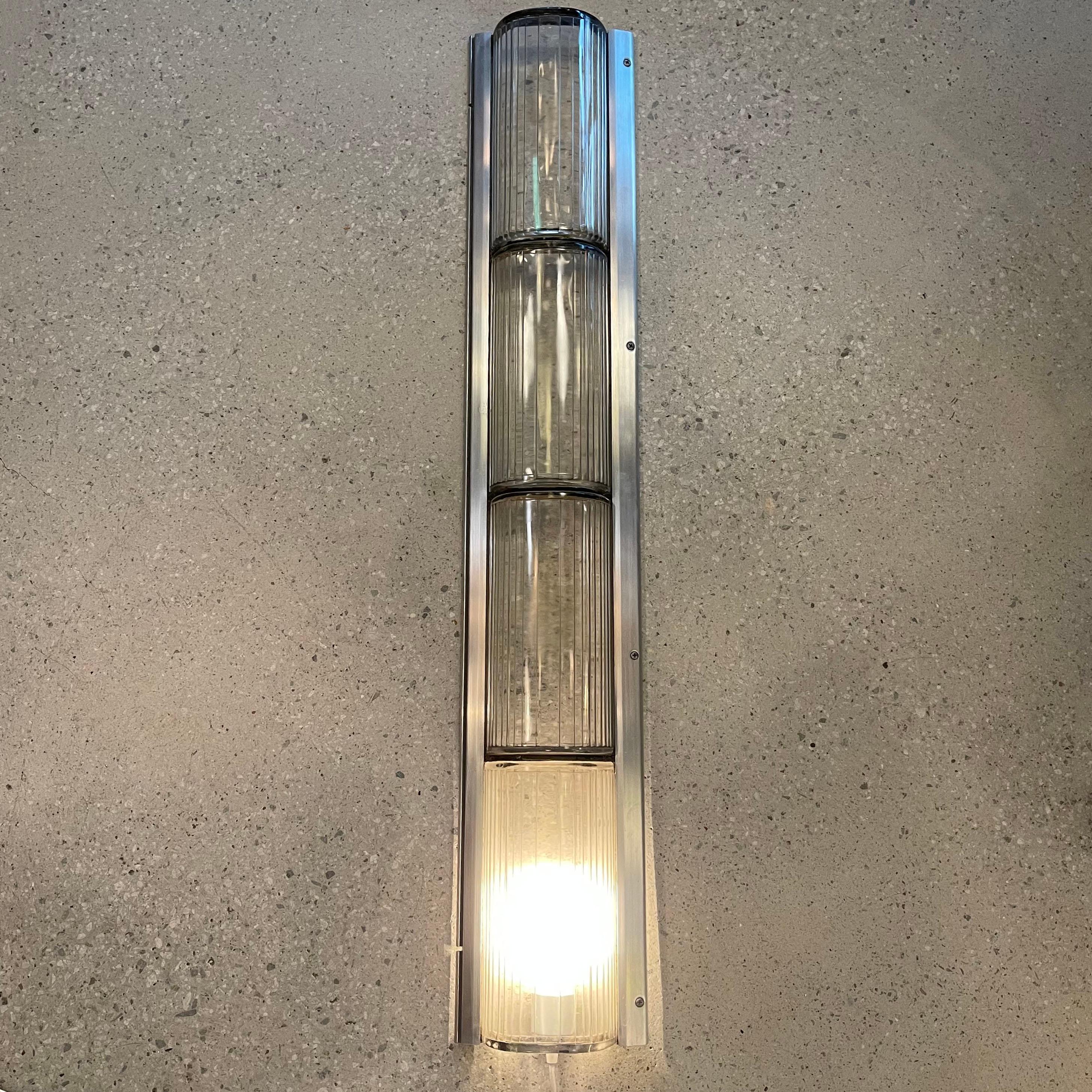 Art Deco Aluminum And Pyrex Glass Subway Light Covers In Good Condition For Sale In Brooklyn, NY