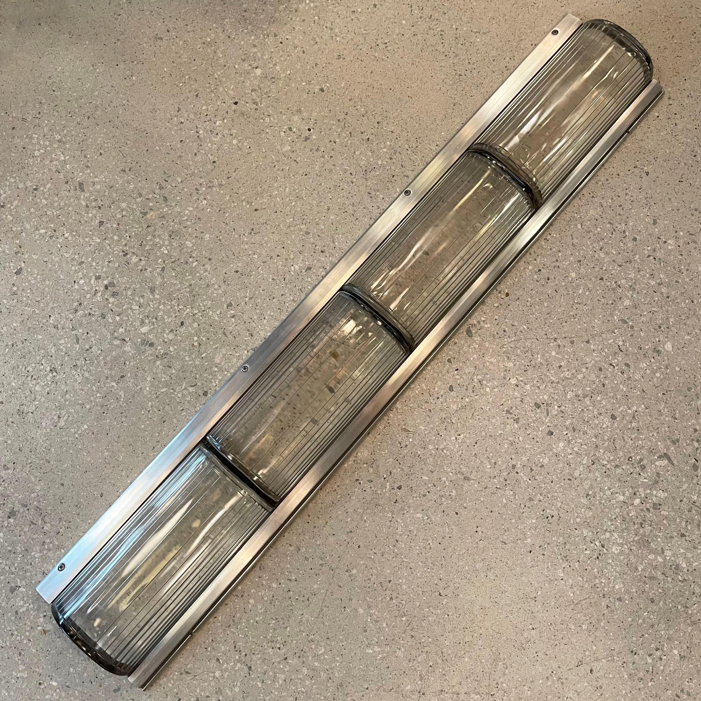 Art Deco Aluminum And Pyrex Glass Subway Light Covers For Sale 1