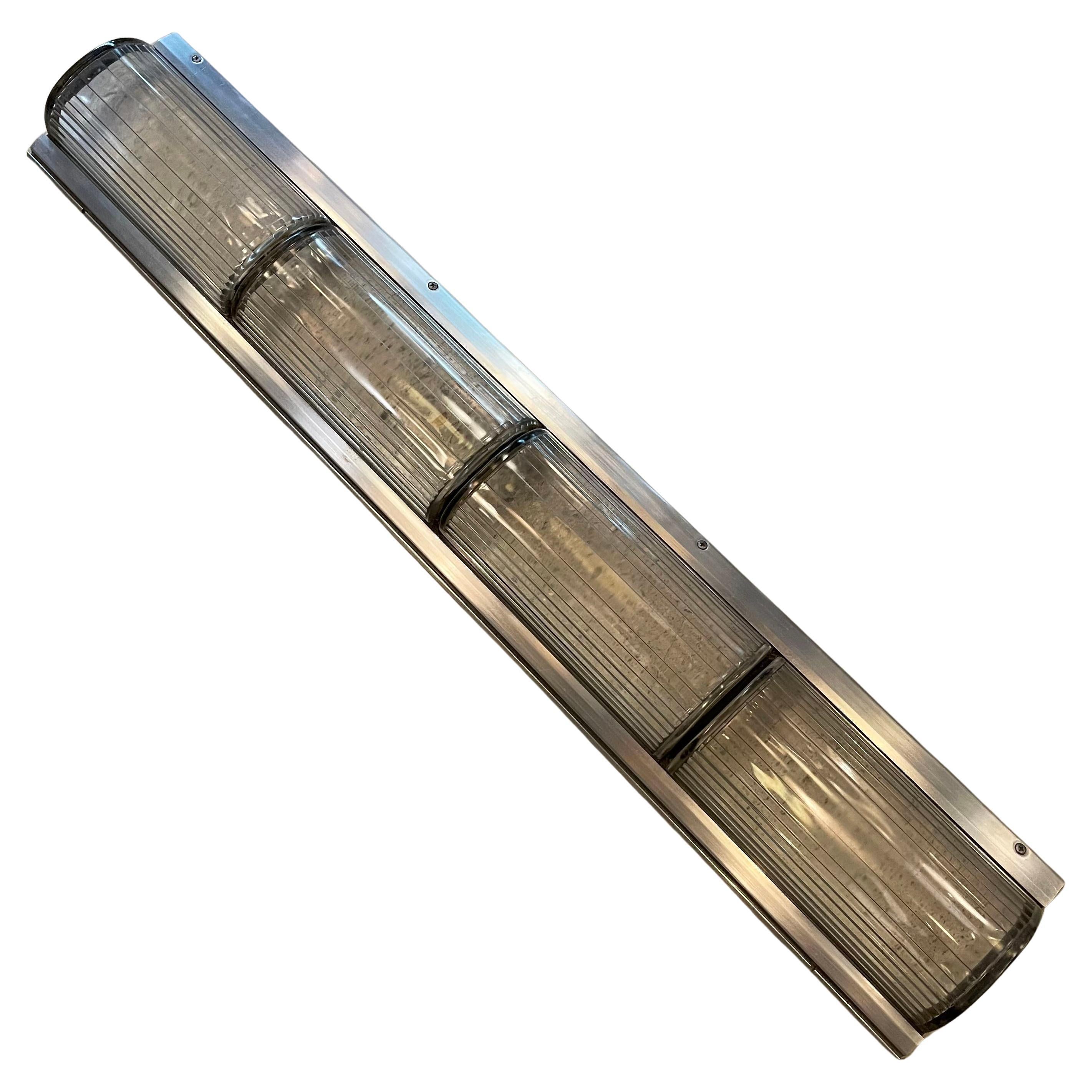 Art Deco Aluminium und Pyrex Glas Subway Light Abdeckungen im Angebot