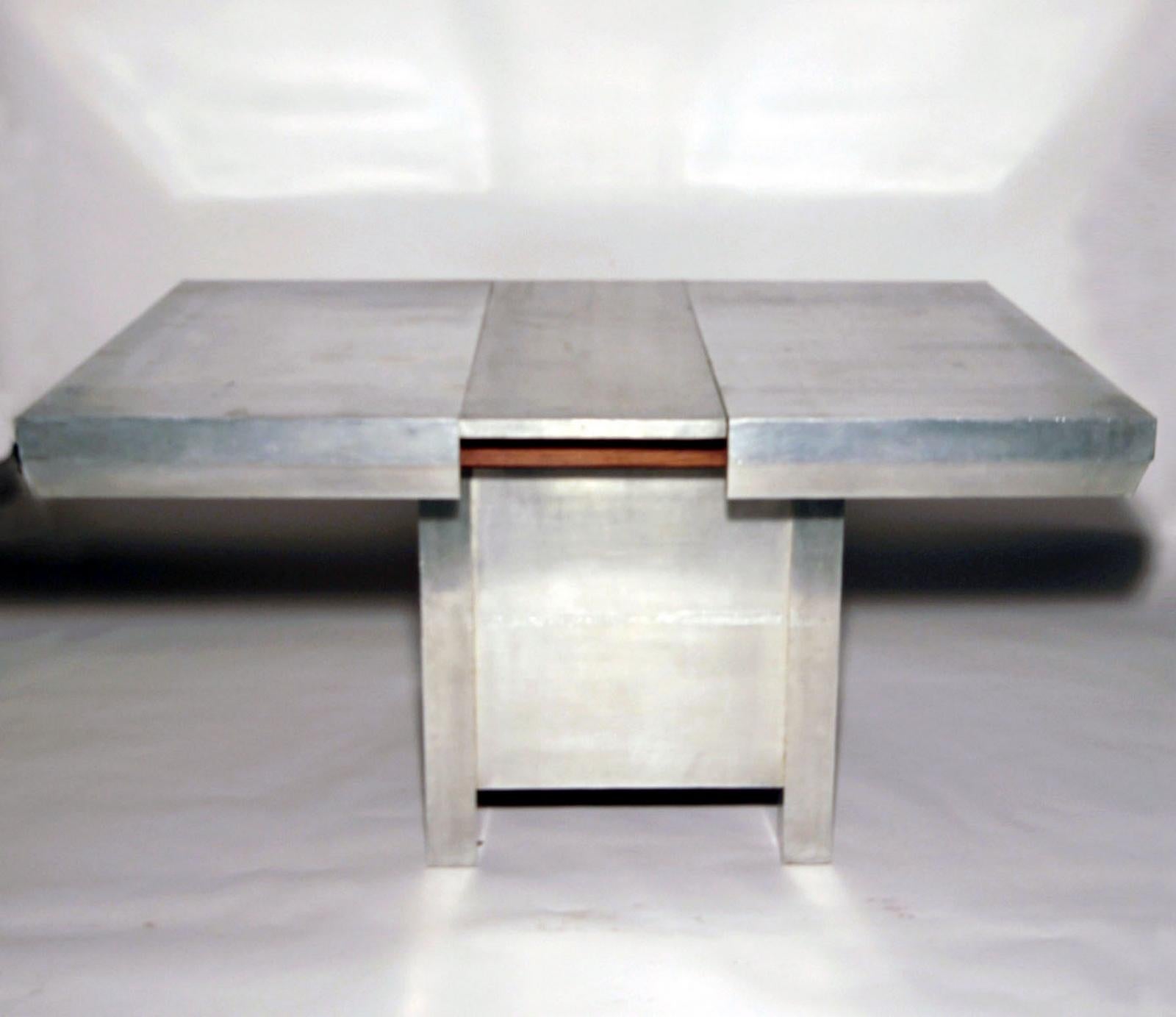 Veneer Art Deco Aluminum Extension Table For Sale