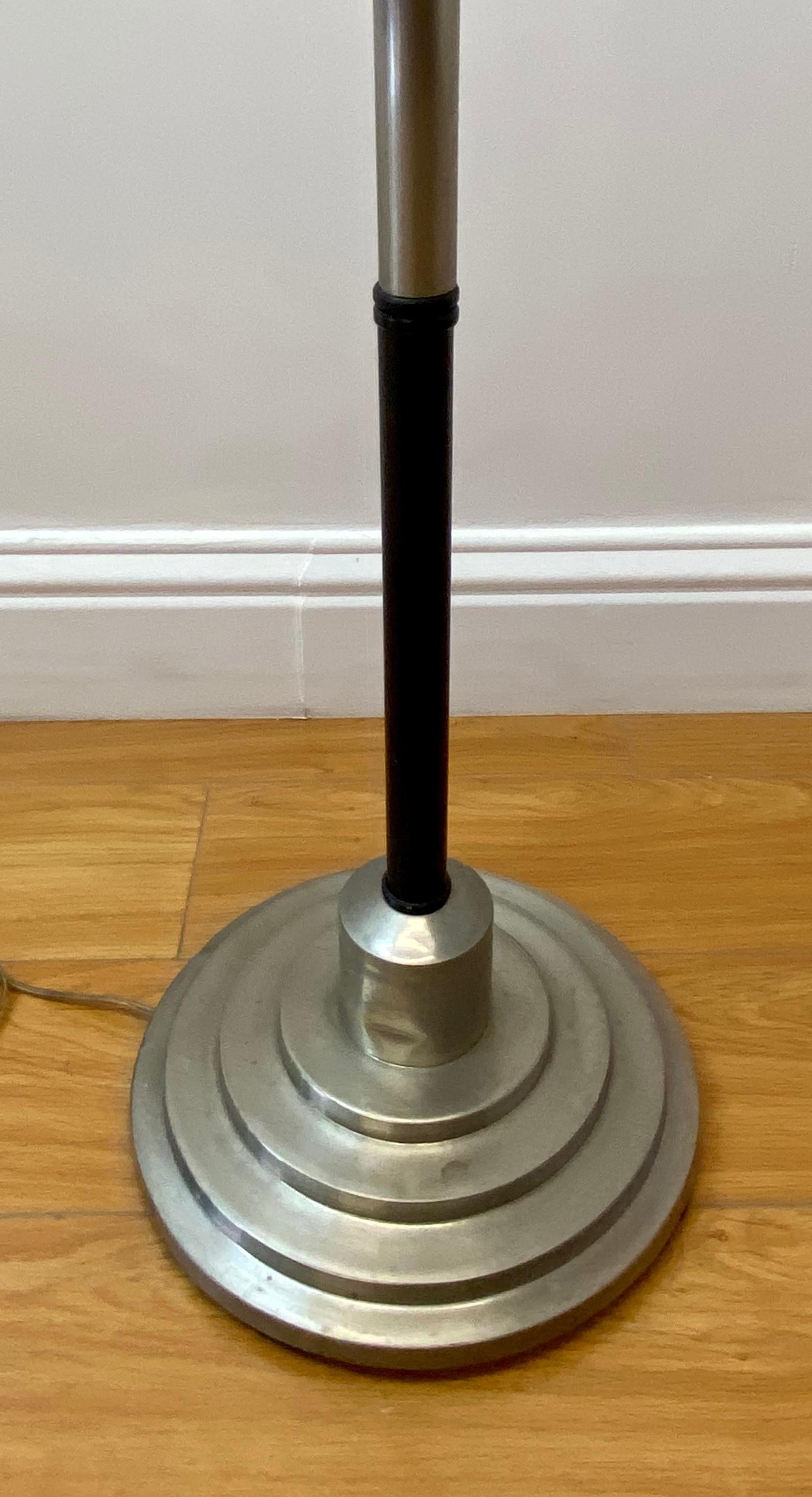Hand-Crafted Art Deco Aluminum Free Standing Floor Lamp, C.1940s