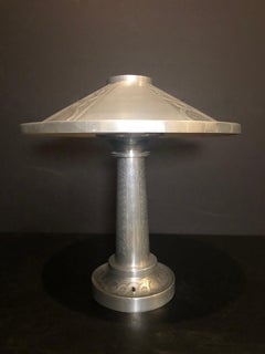 Art Deco/Machine Age Aluminum Lamp and Shade
