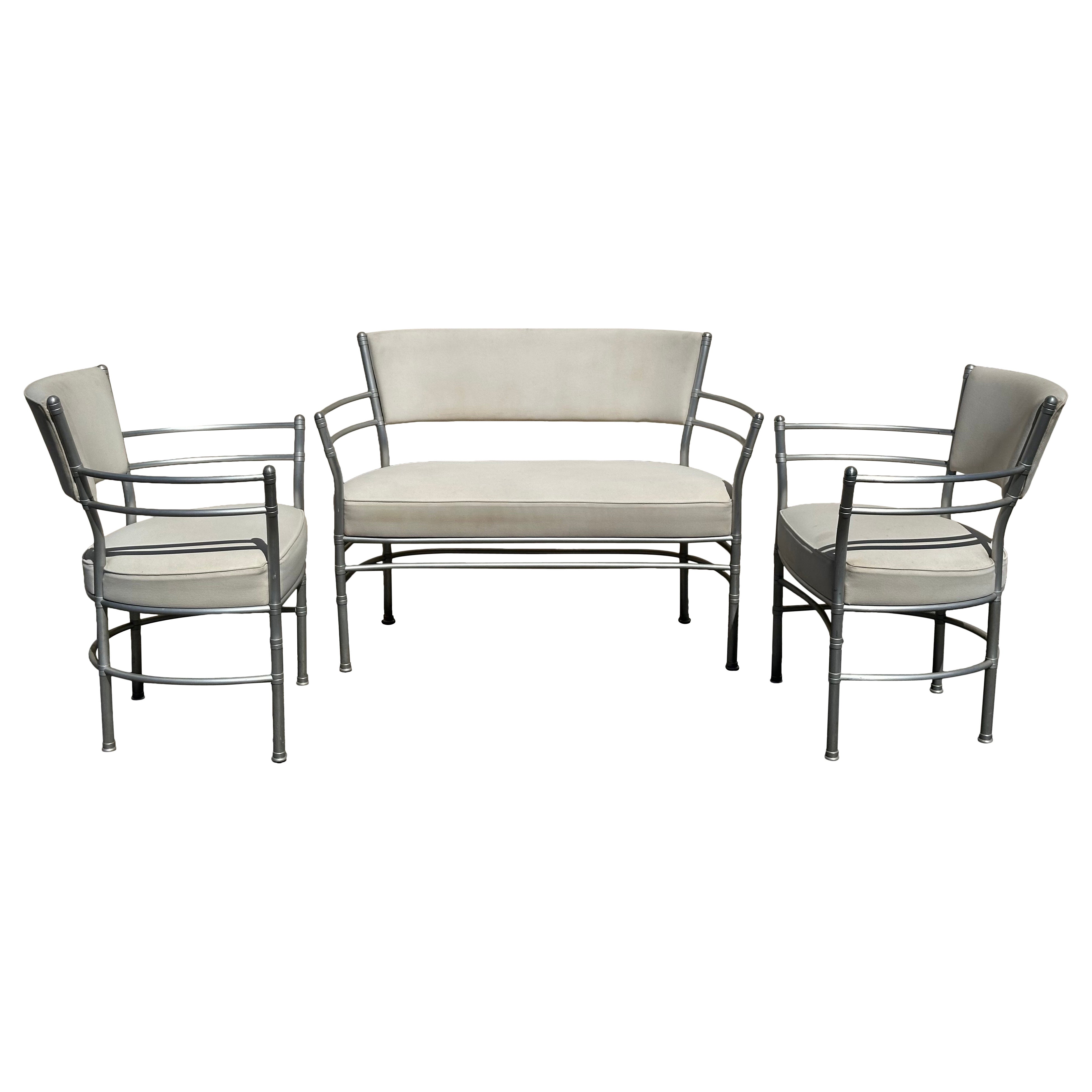 Ensemble de chaises longues et de canapés en aluminium Art déco par Warren McArthur en vente
