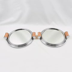 Art Deco Aluminum, Mirror and Copper Barware Tray, a pair