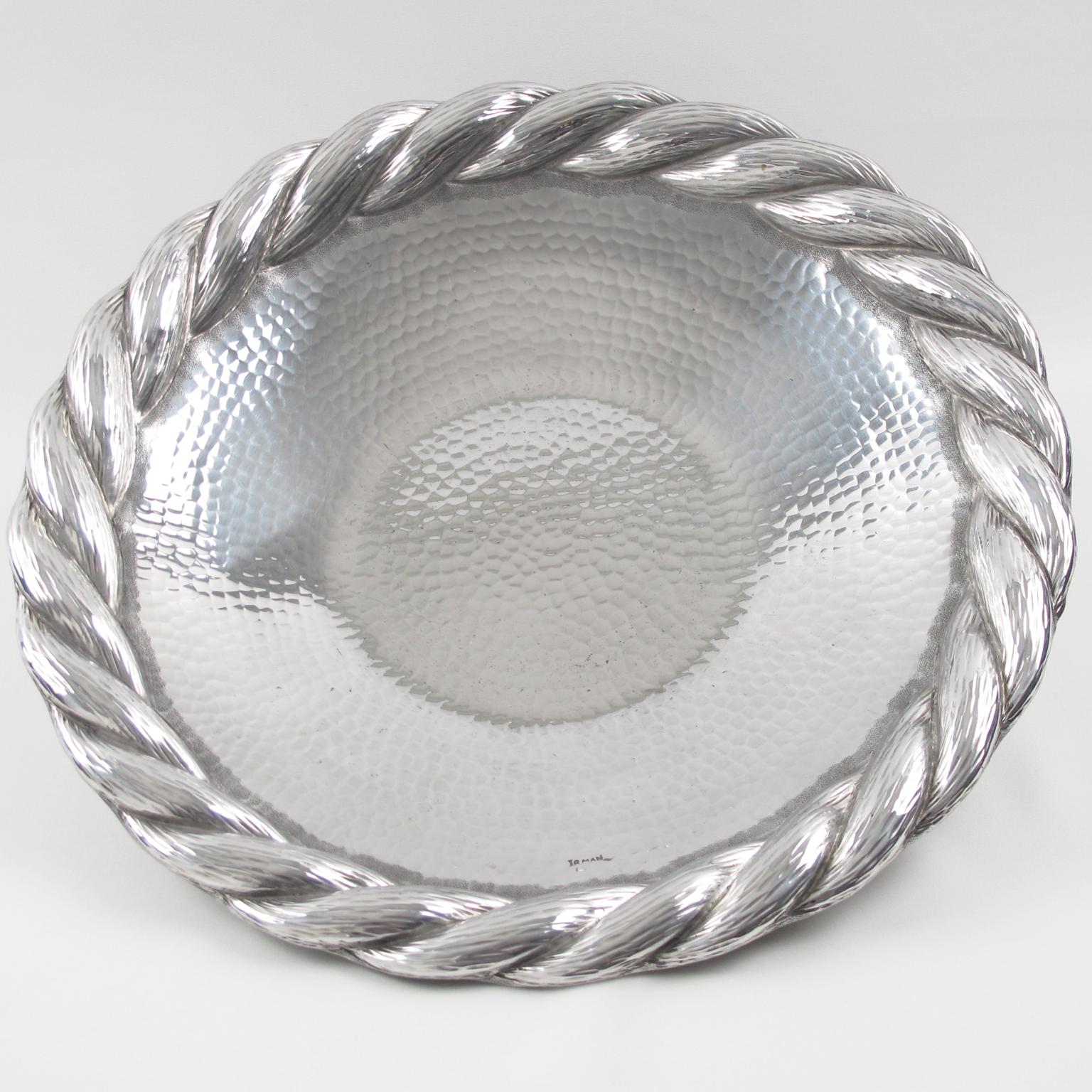 French Art Deco Aluminum Platter Centerpiece or Tray by Irman France, 1930s For Sale
