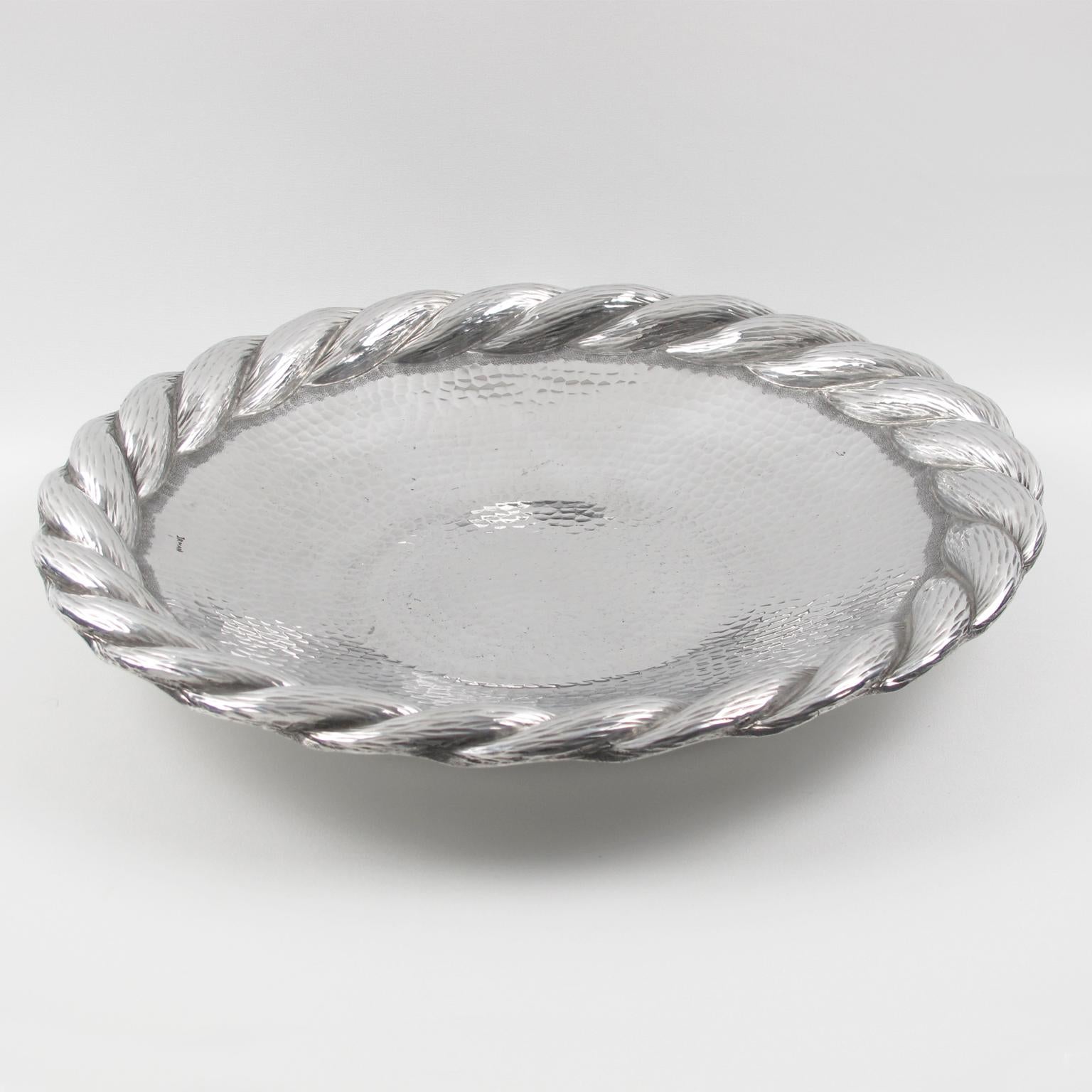 French Art Deco Aluminum Platter Centerpiece or Tray by Irman France, 1930s For Sale