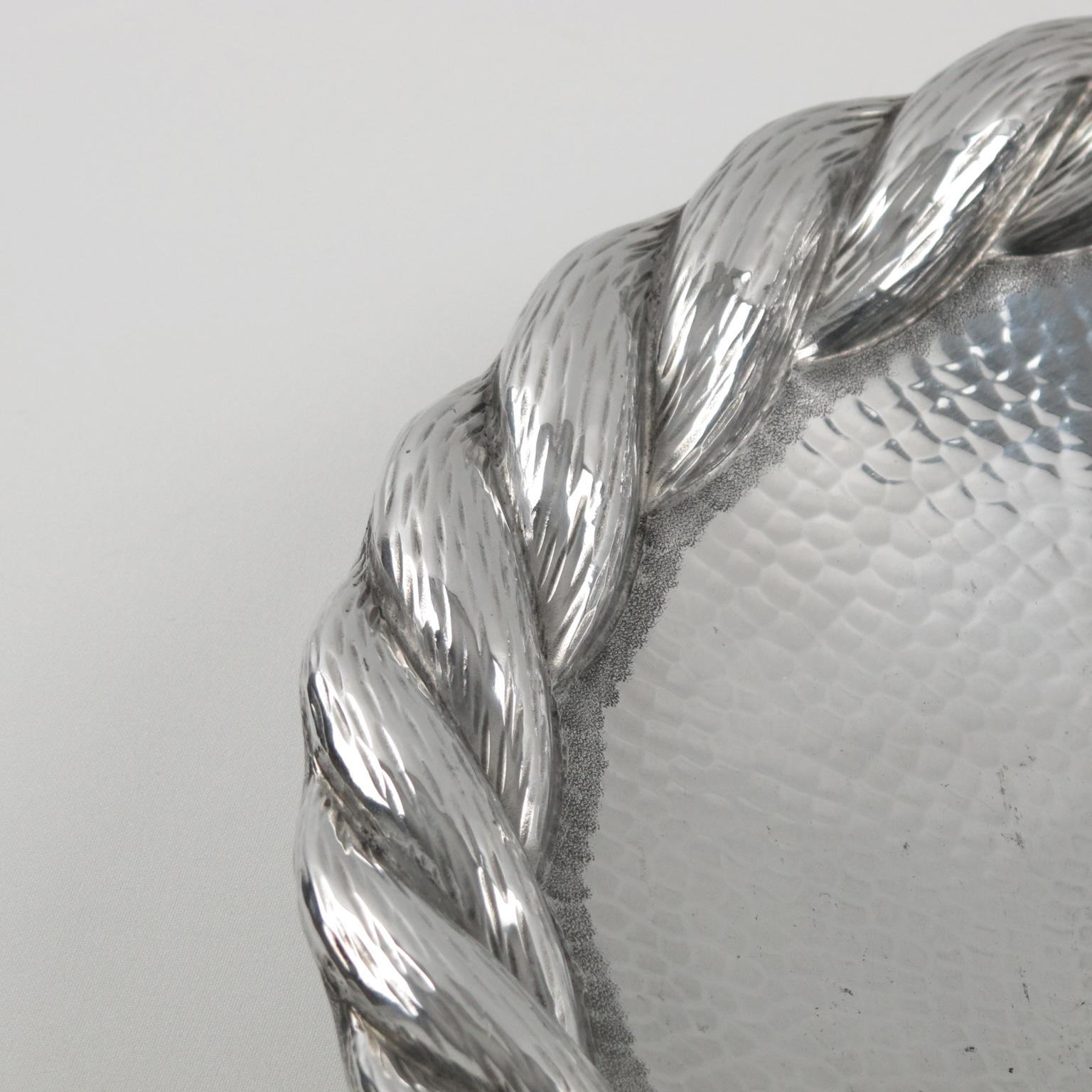 Metal Art Deco Aluminum Platter Centerpiece or Tray by Irman France, 1930s For Sale