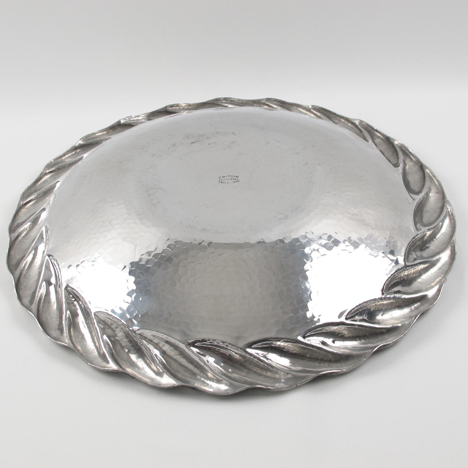 Art Deco Aluminum Platter Centerpiece or Tray by Irman France, 1930s For Sale 3