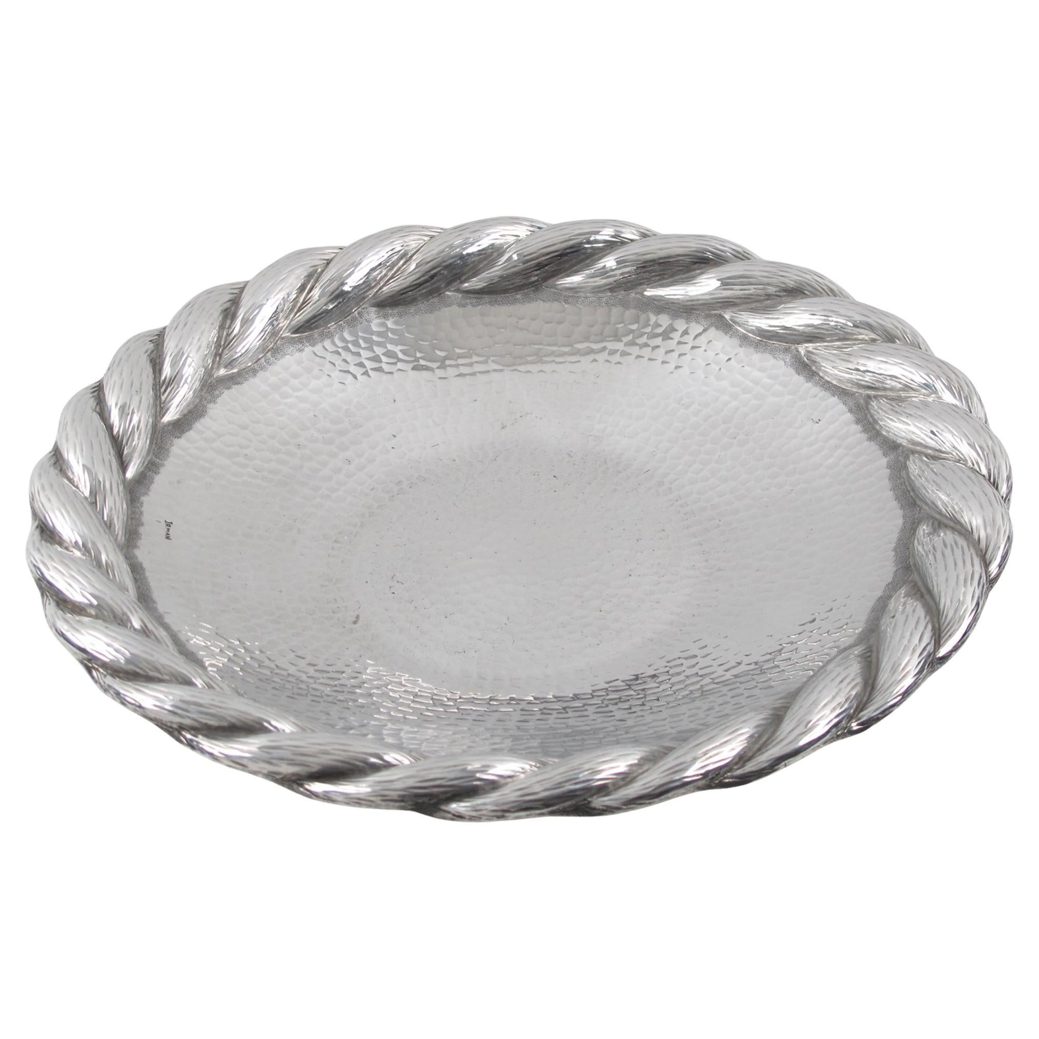 Centre de table ou plateau en aluminium Art déco par Irman France, années 1930 en vente