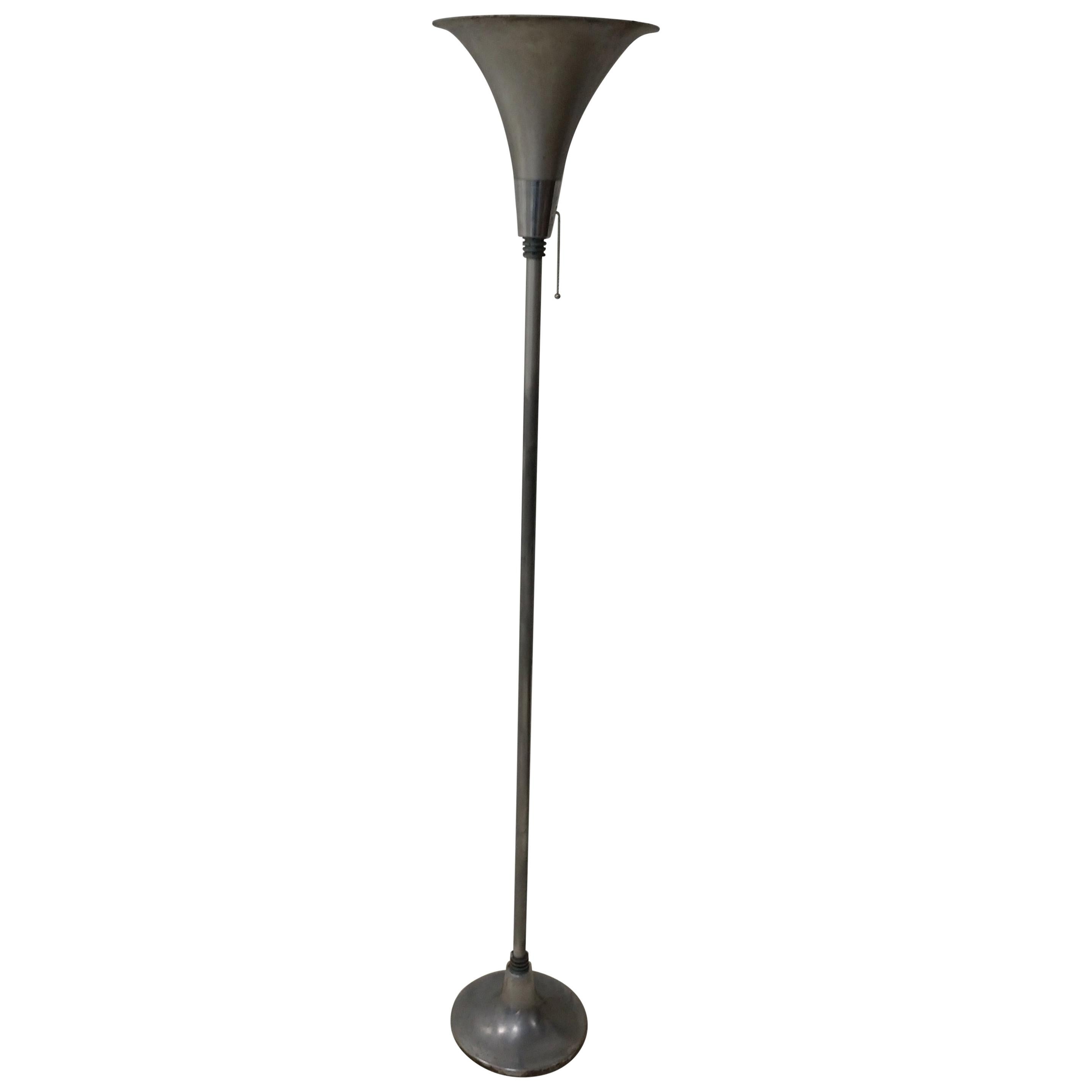 Art Deco Aluminum Torchiere Floor Lamp, c1935