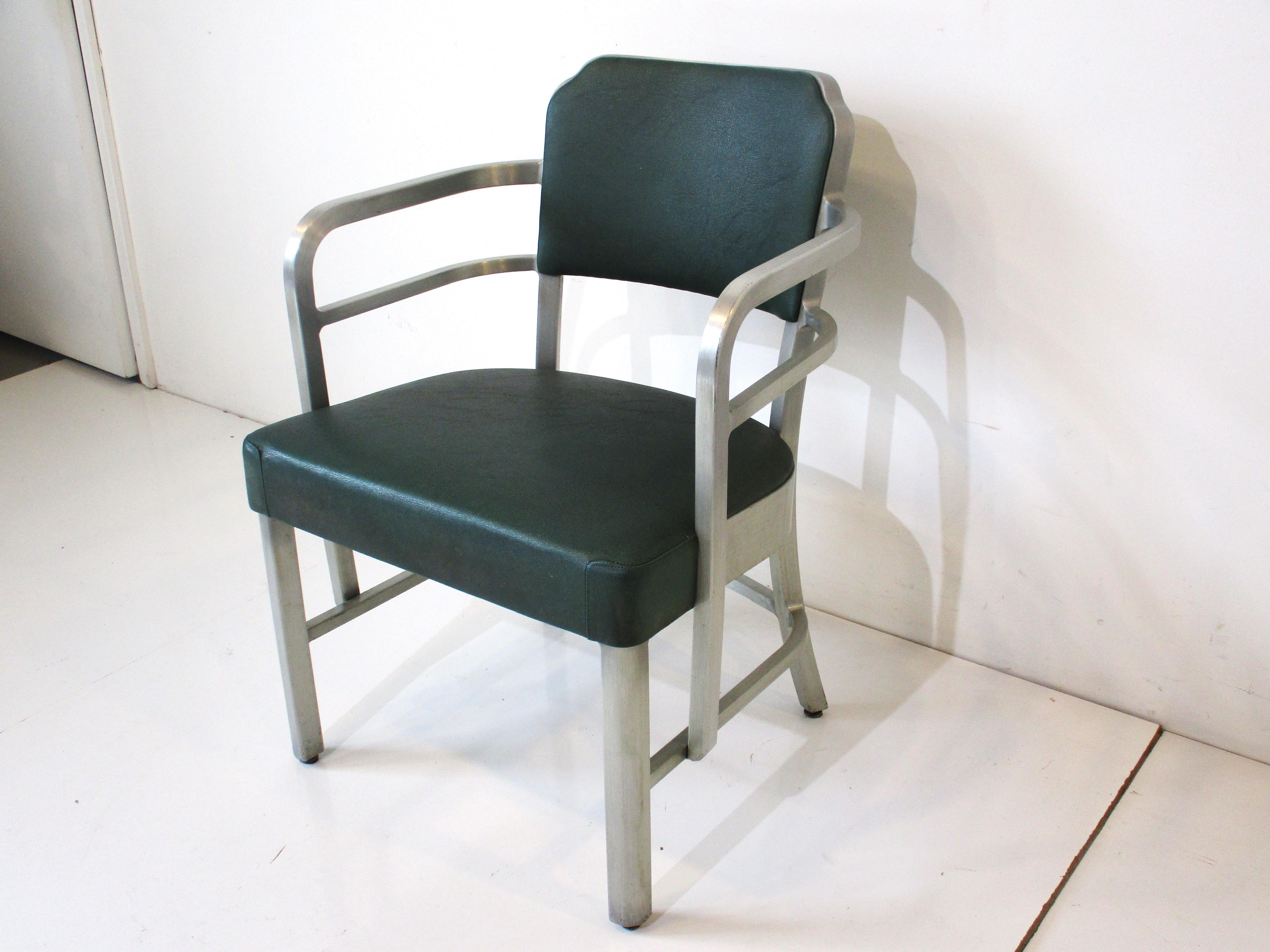 Art Deco Goodform Deco Aluminum Upholstered armchair by General Fireproofing For Sale