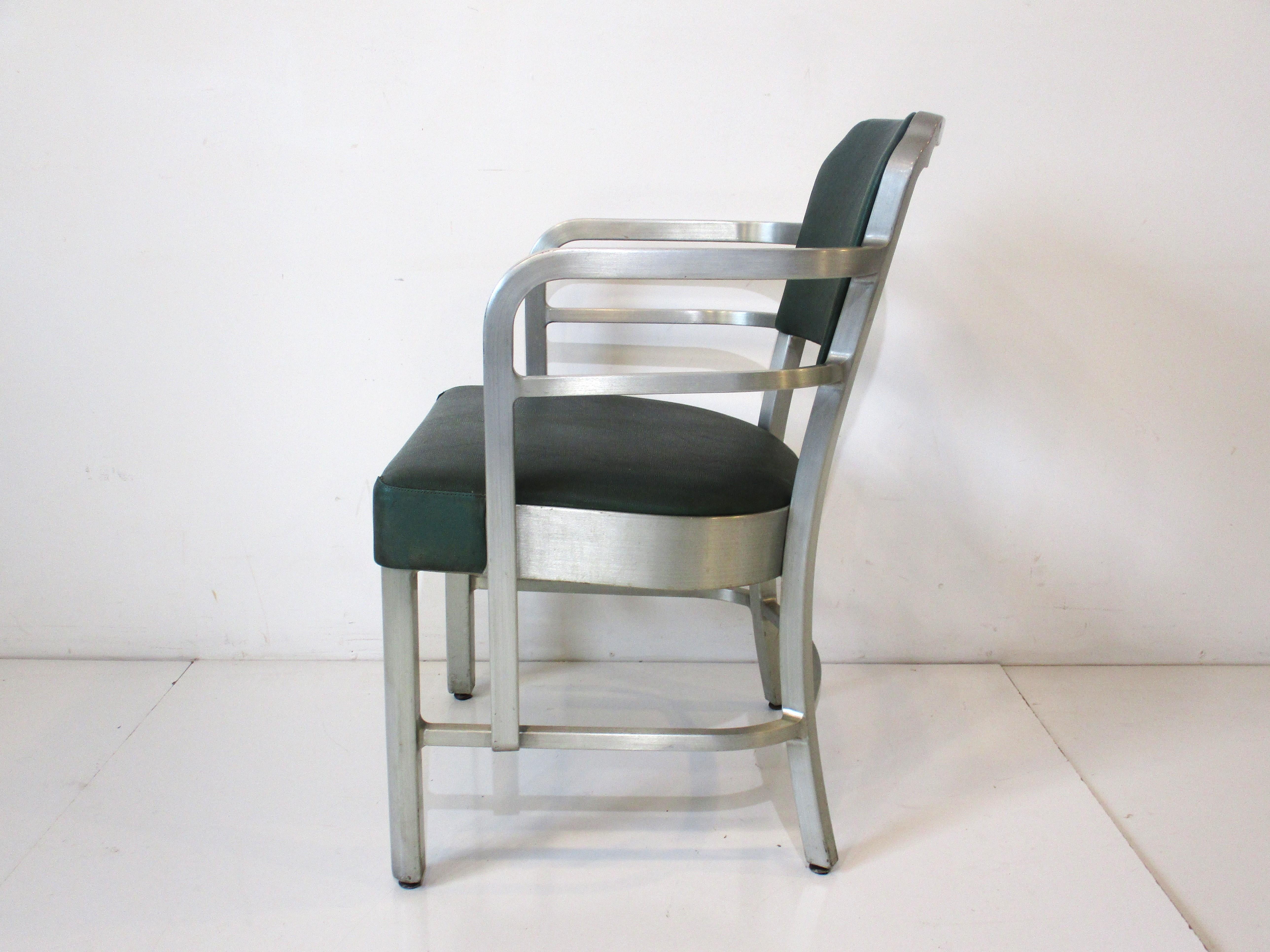 Art Deco Aluminum Upholstered armchair by GoodForm General Fireproofing In Good Condition For Sale In Cincinnati, OH