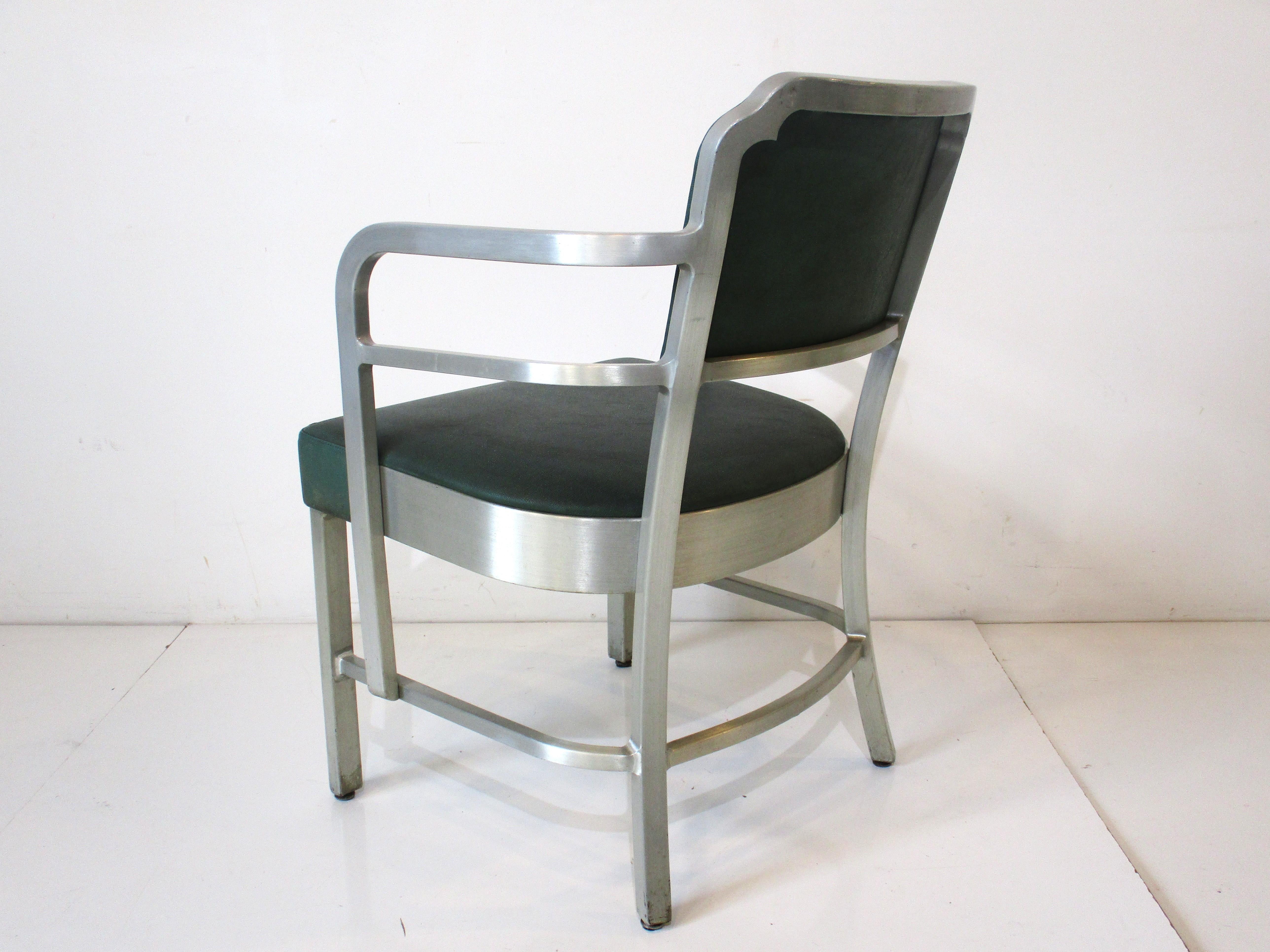 Goodform Deco Aluminum Upholstered armchair by General Fireproofing In Good Condition For Sale In Cincinnati, OH