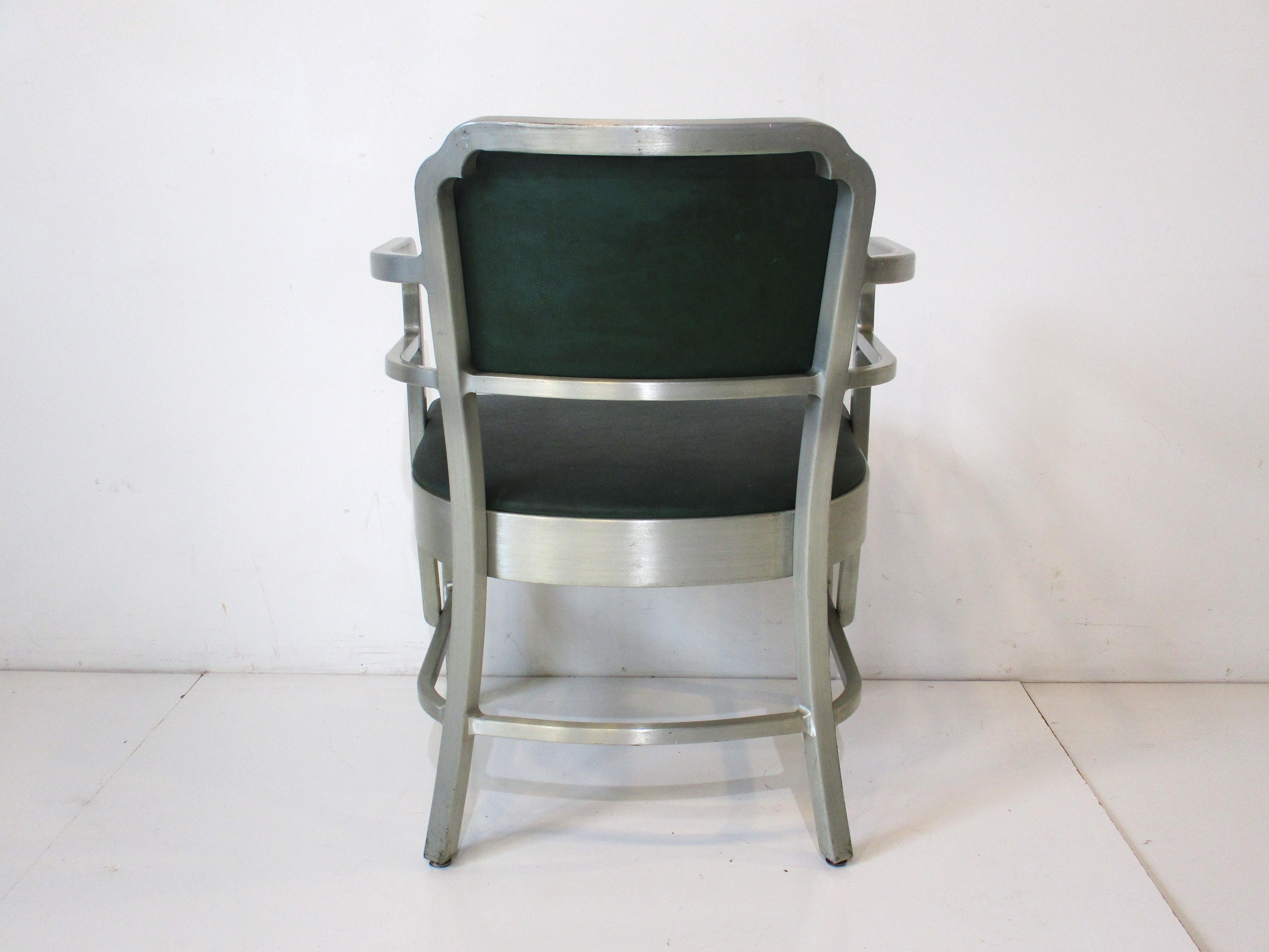 Art Deco Aluminum Upholstered armchair by GoodForm General Fireproofing For Sale 1