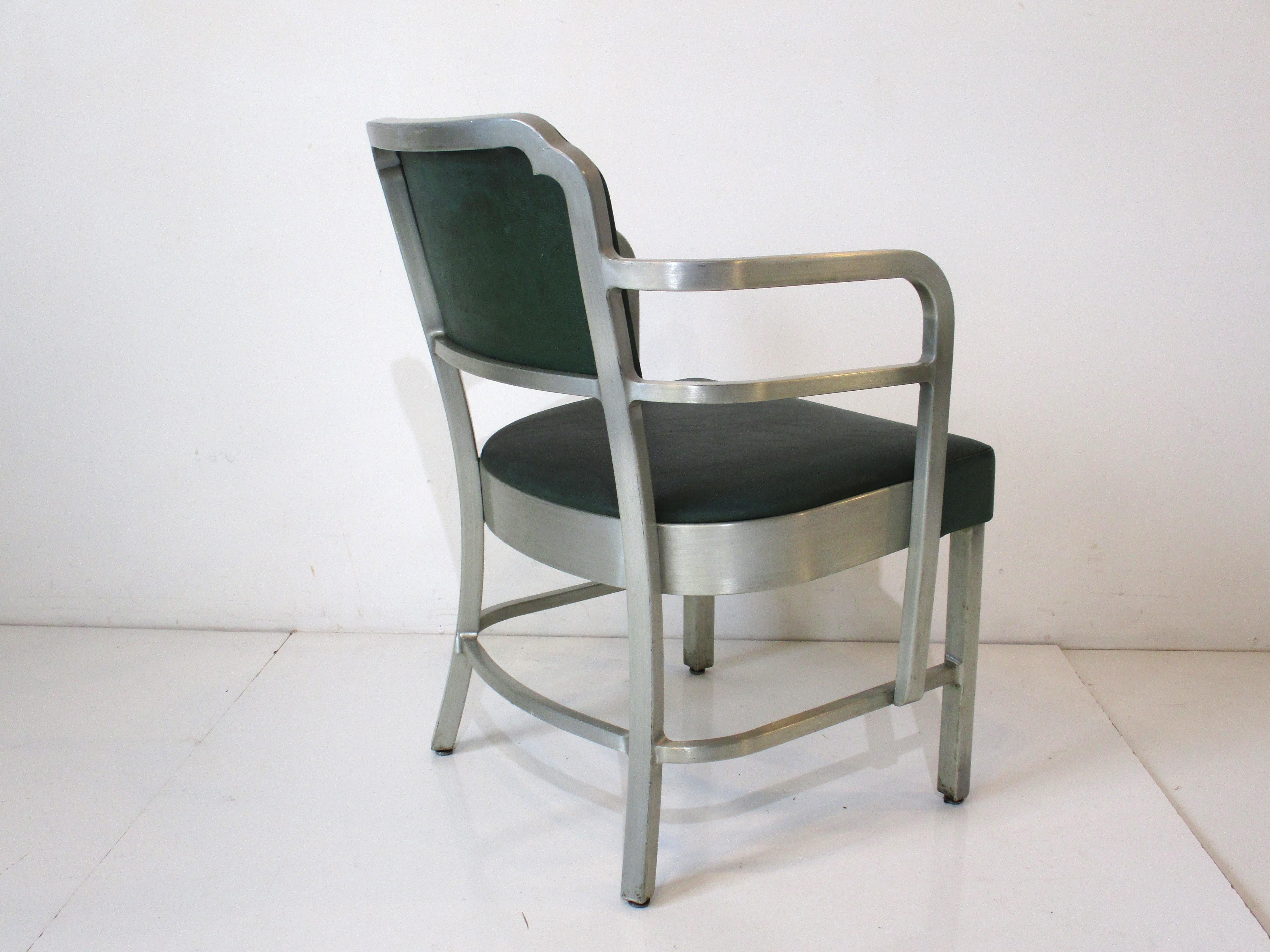 Art Deco Aluminum Upholstered armchair by GoodForm General Fireproofing For Sale 2