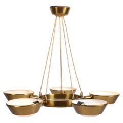 Lustre Art Déco AMBA Basel en laiton « MILANO », Suisse, 1940