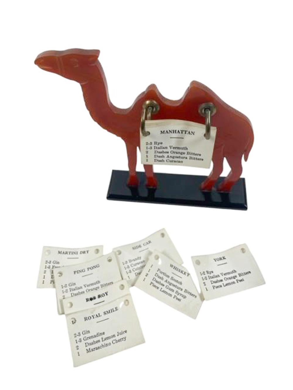 Art Deco Amber Bakelite Camel-Form Cocktail Recipe Stand In Good Condition In Chapel Hill, NC