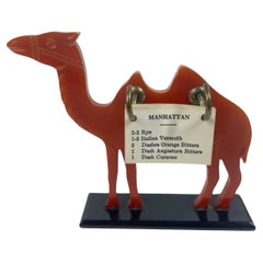 Art Deco Amber Bakelite Camel-Form Cocktail Recipe Stand