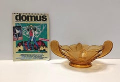 Schale oder Tafelaufsatz aus mundgeblasenem Bernsteinglas im Art déco-Stil von Brockwitz, Deutschland