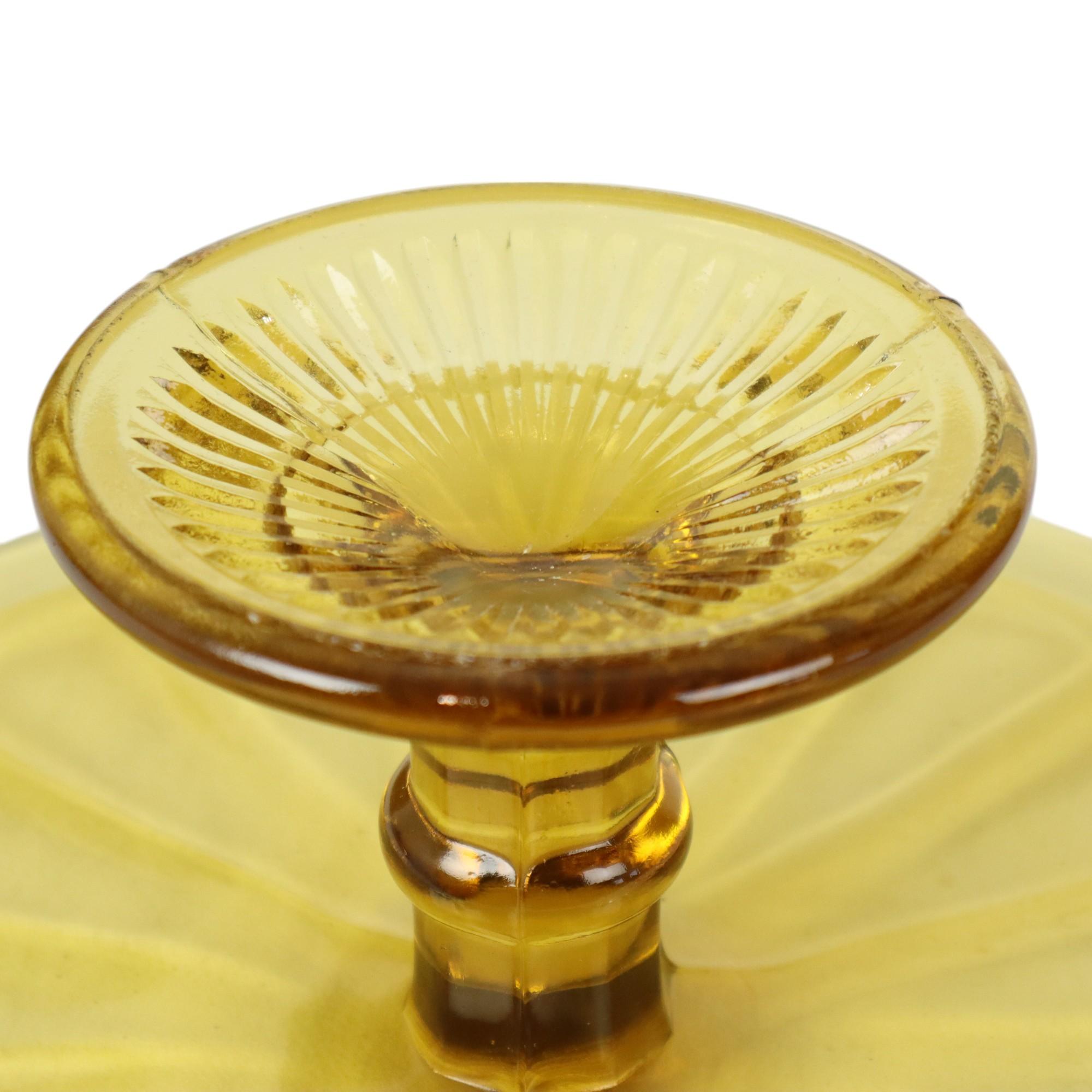 Art Deco Ambra Piatto per torte Ciotola per dolci Depressione in vetro in vendita 6