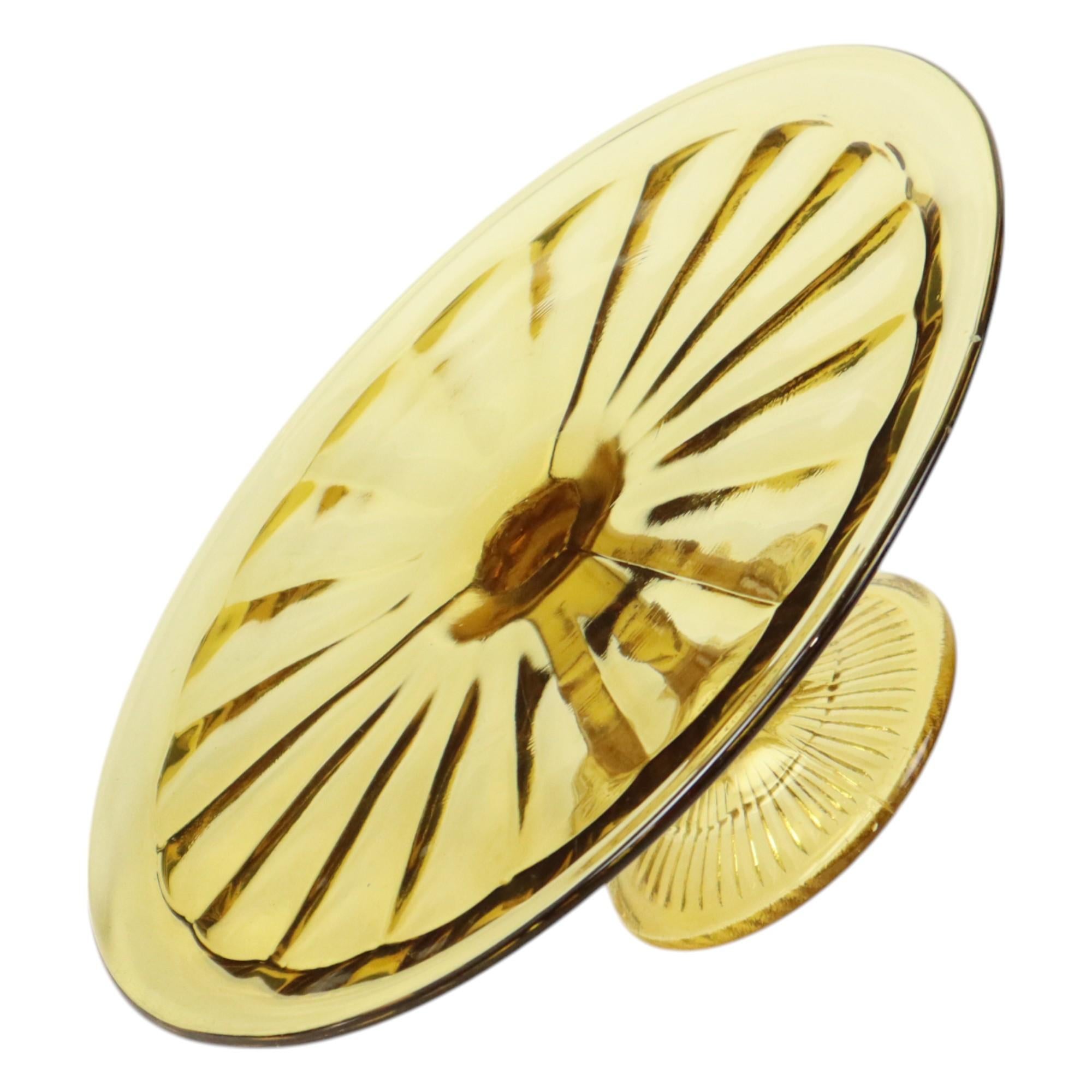 Art Deco Ambra Piatto per torte Ciotola per dolci Depressione in vetro in vendita 2
