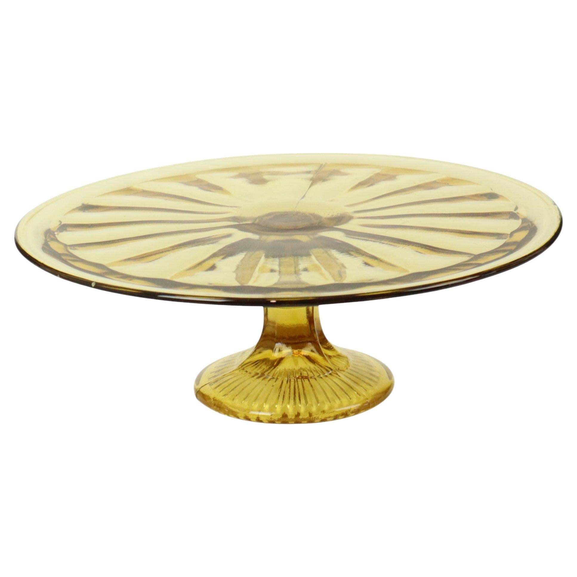 Art Deco Ambra Piatto per torte Ciotola per dolci Depressione in vetro in vendita