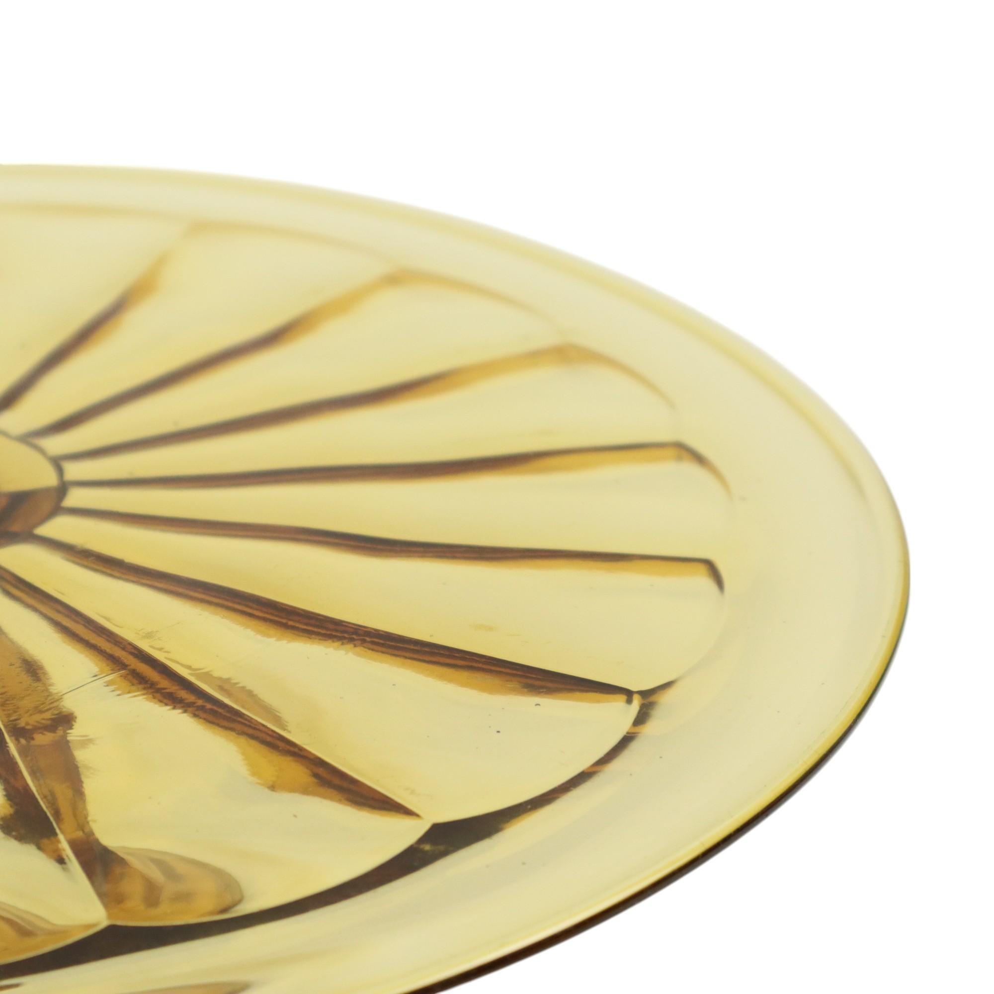 Art Deco Bernstein Kuchen Schale Rosaline Depression Glas Verrerie Scailmont im Angebot 1