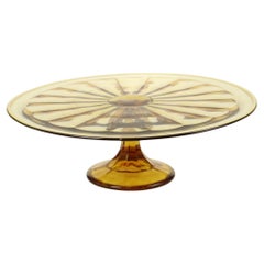 Art Deco Amber Cake Dish Rosaline Depression Glass Verrerie Scailmont