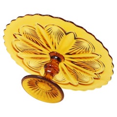 Art Deco Amber Cake Plate Pastry Dish Depression Glass 27cm
