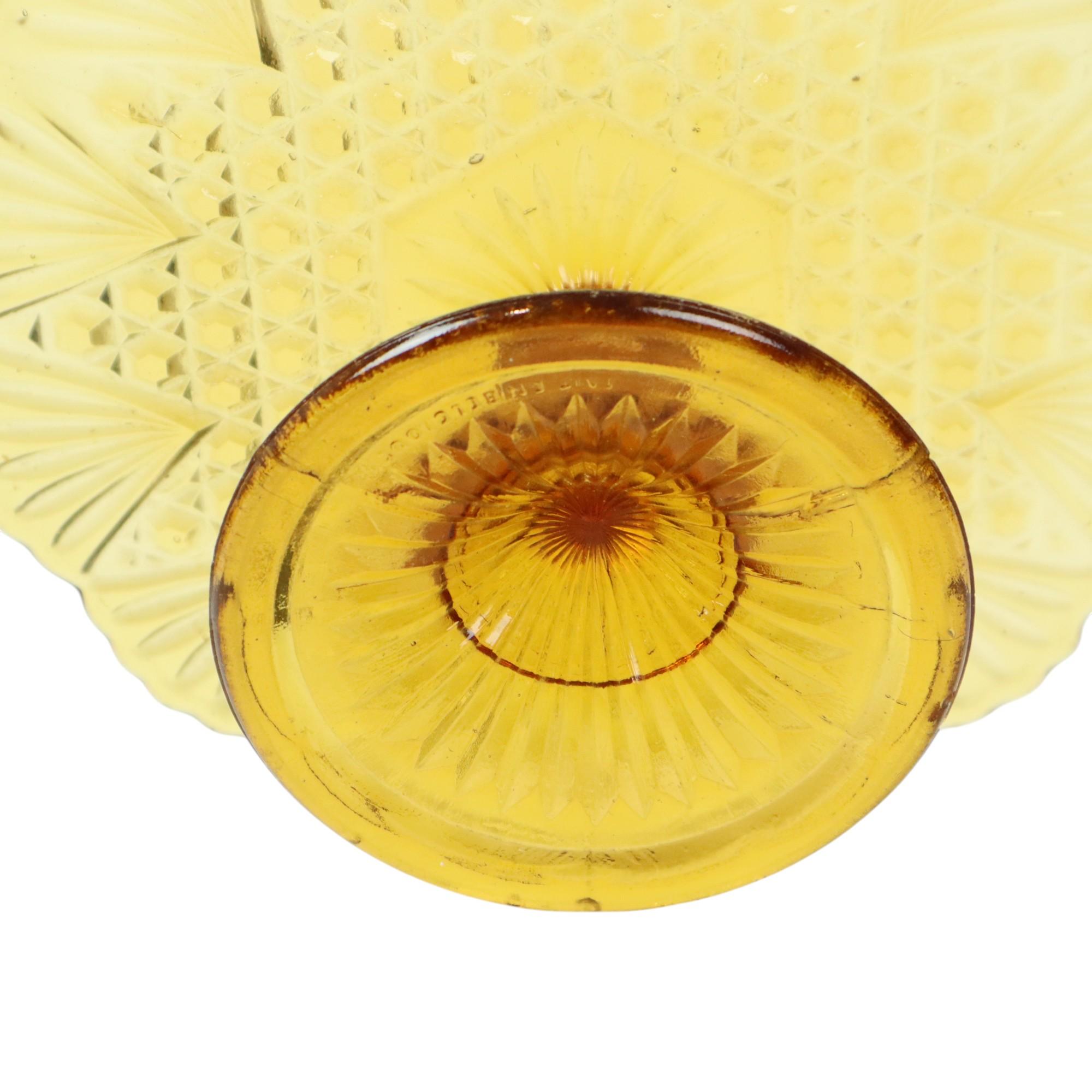 Art Deco Amber Cake Stand Depression Glass 31cm For Sale 6