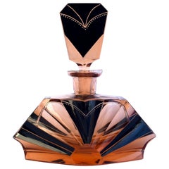 Vintage Art Deco Amber Colored 1930s Glass Perfume Scent Bottle