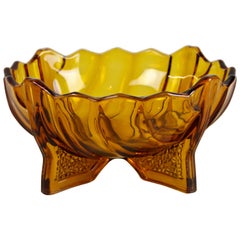 Art Deco Amber Colored Glass Bowl, Austria, circa 1920