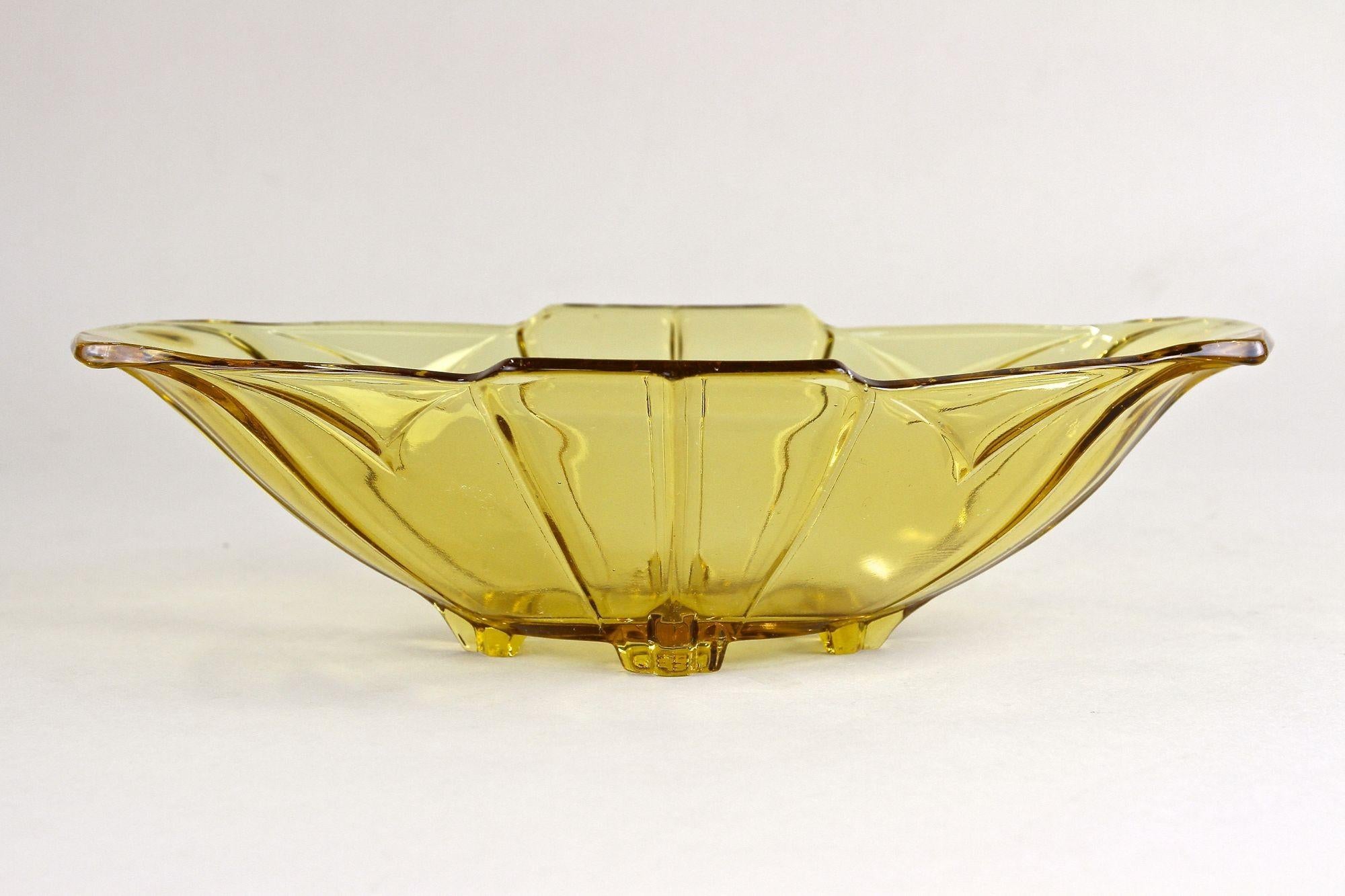 Austrian Art Deco Amber Colored Glass Jardiniere/ Bowl, 20th Century, Austria, circa 1920 For Sale