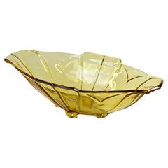 Jardinière/bol en verre de couleur ambre Art Déco, 20ème siècle, Autriche, vers 1920