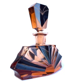 Art Deco Amber Colored 1930s Glass Perfume Scent Bottle