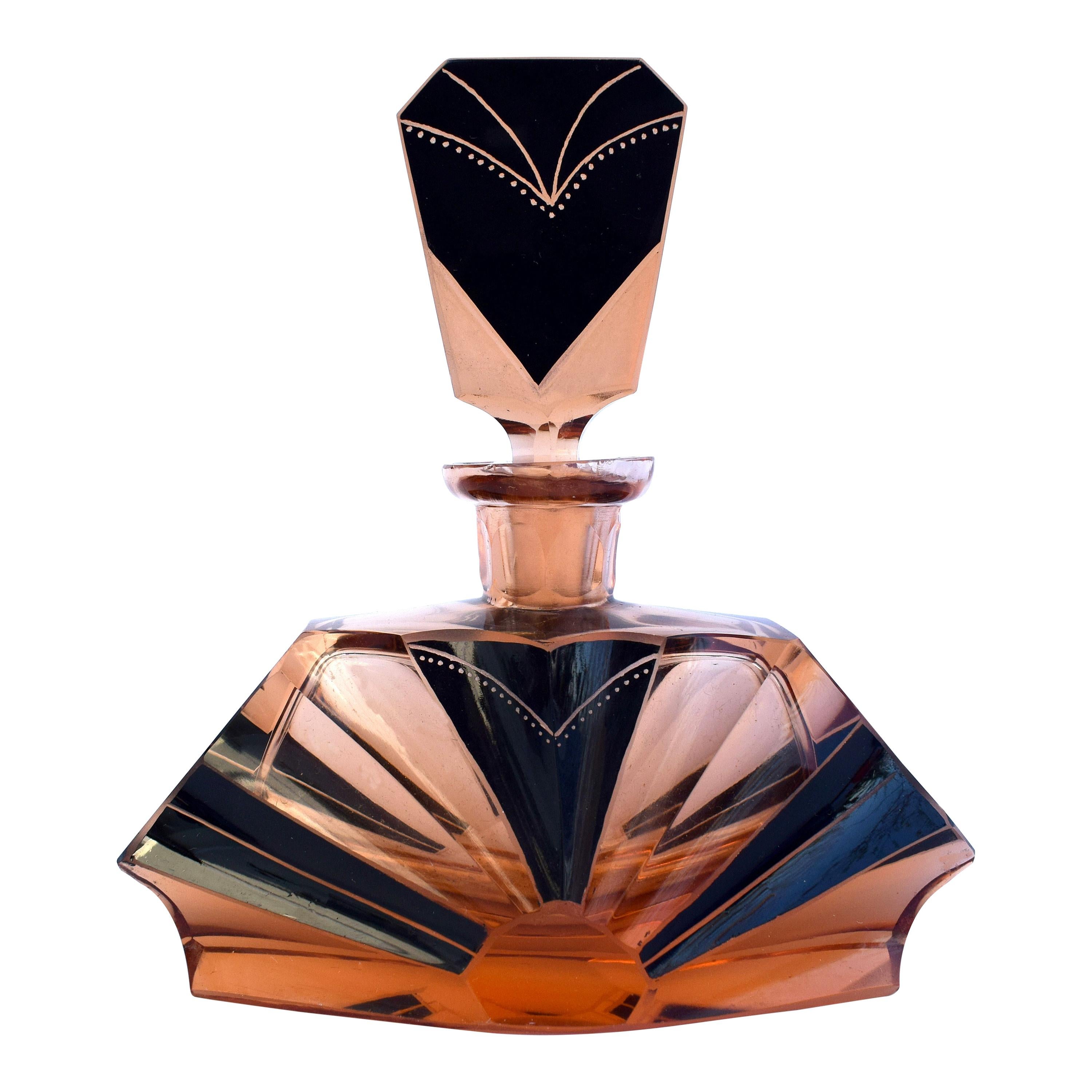 Art Deco Amber Colored 1930s Glass Perfume Scent Bottle