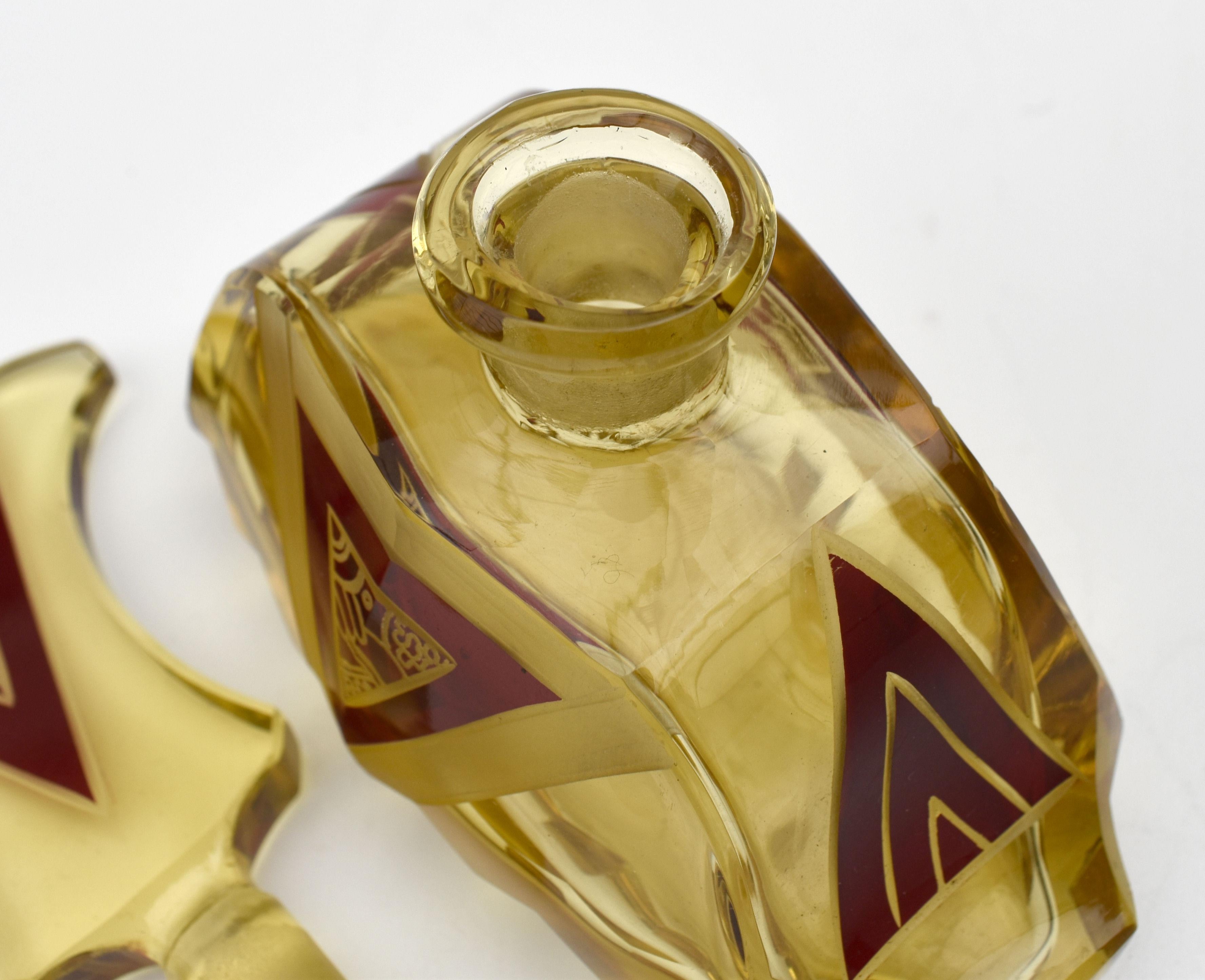 20th Century Art Deco Amber Coloured Glass Perfume Bottle by Karl Palda, c1930s