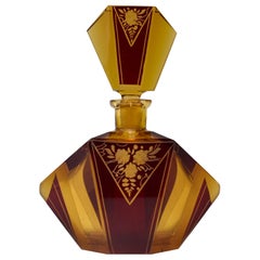 Art Deco Amber Coloured Glass Perfume Bottle by Karl Palda, c1930s
