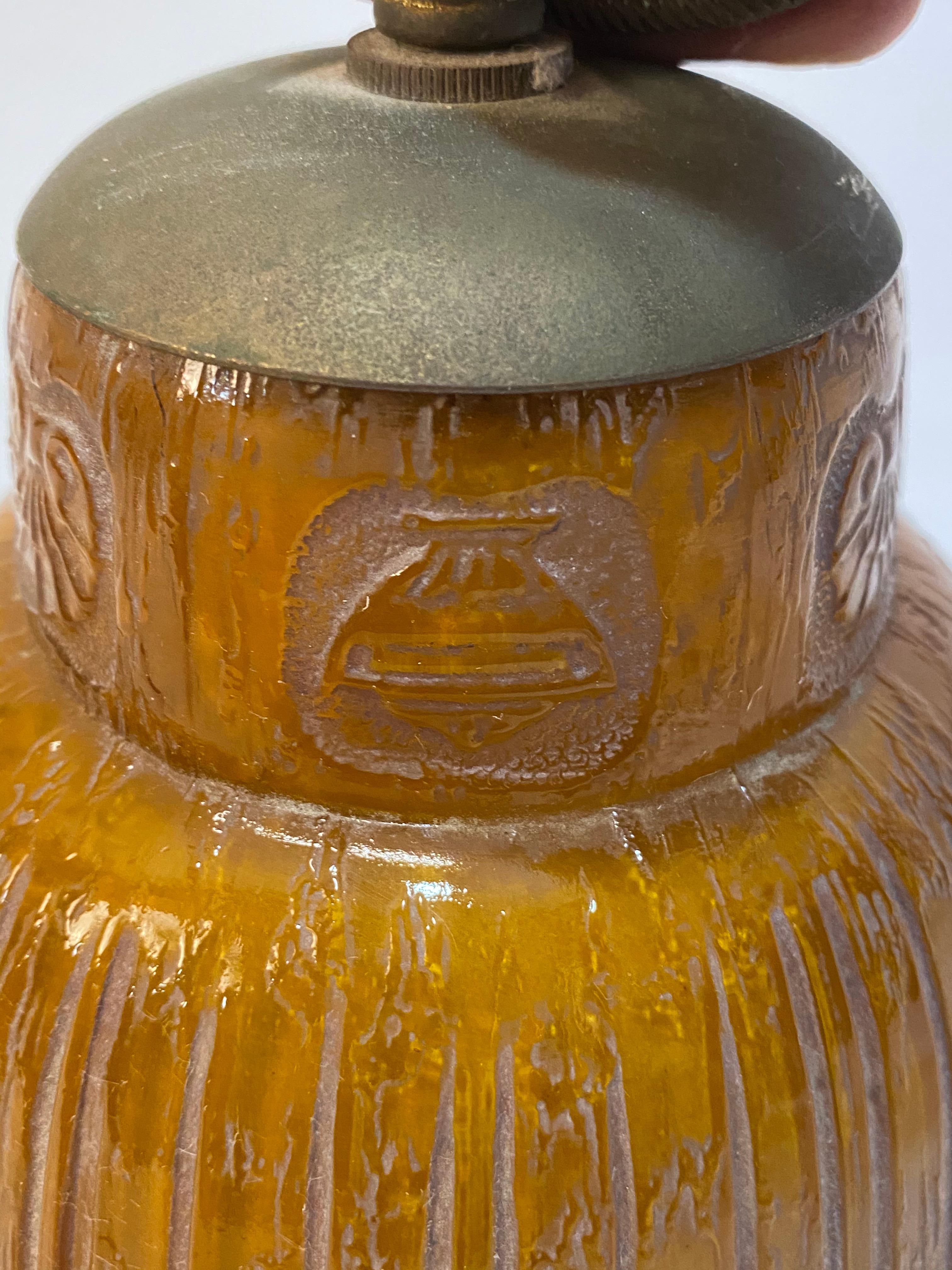Art Deco Amber Glass Bell Pendant Light 1