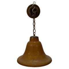 Art Deco Amber Glass Bell Pendant Light